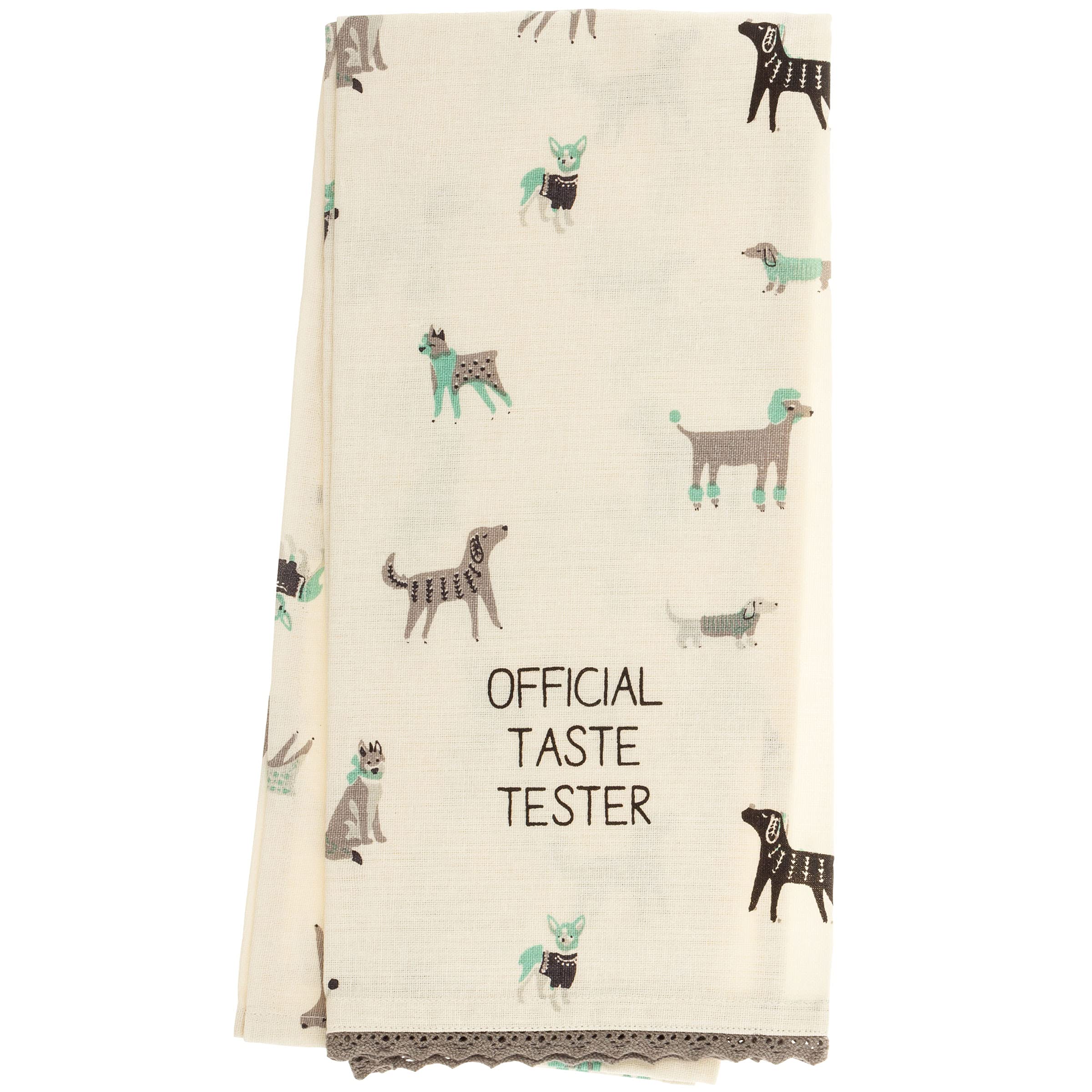Premium Karma Dog Tea Towel Set - 100% Cotton Kitchen Hand Towels - Absorbent & Durable - Modern Home Decor - Grey 28
