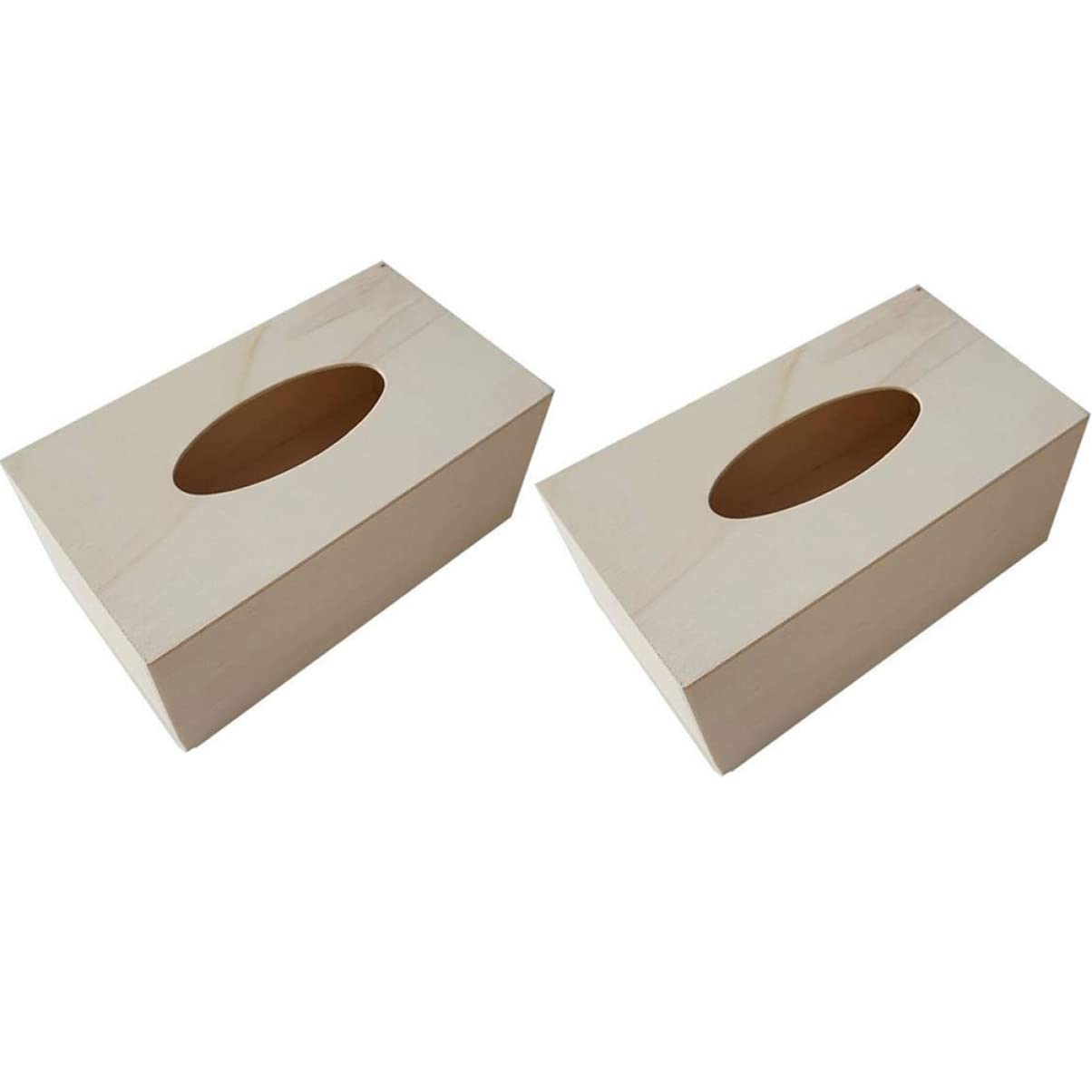 2PCS Wooden Tissue Box Cover - DIY Rectangular Napkin Holder for Home & Shop | Decorative Storage for Living Room, Bathroom, and Office
