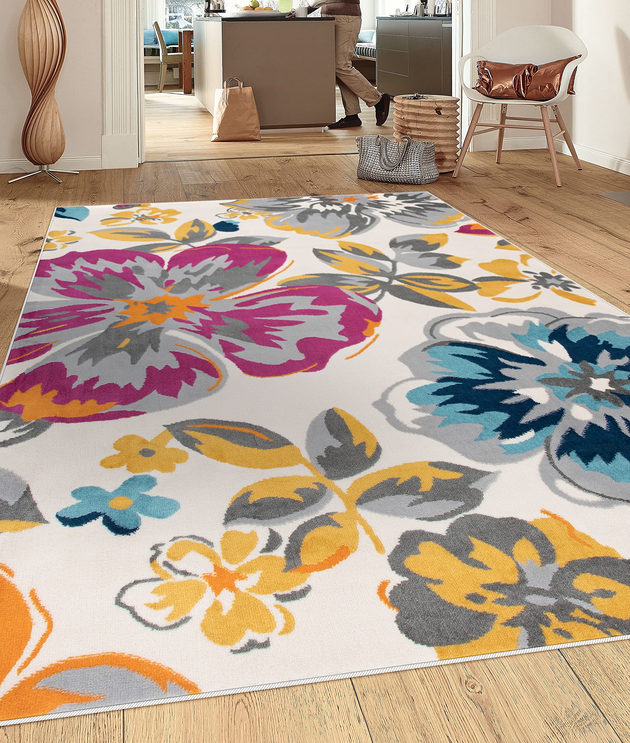Modern Floral Area Rug 6'6