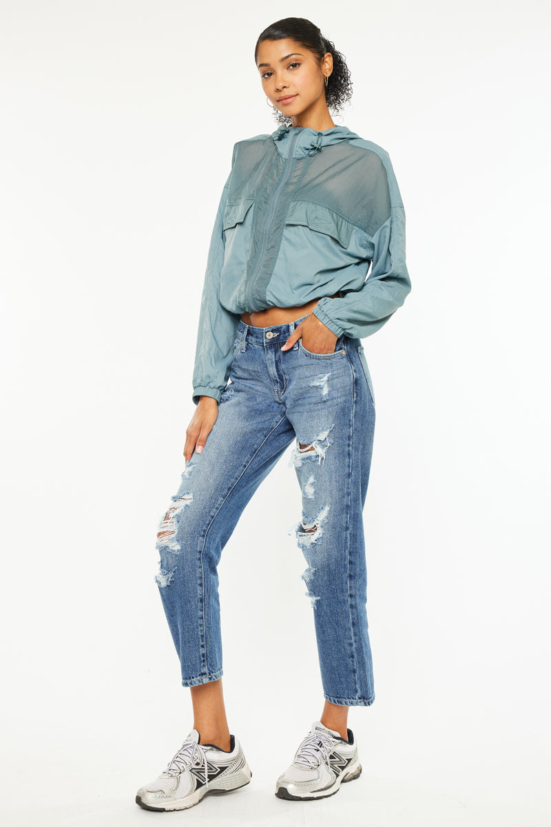Effy Women's Mid Rise Boyfriend Jeans - Comfortable Stretch Denim Pants for Casual Wear & Everyday Outfits