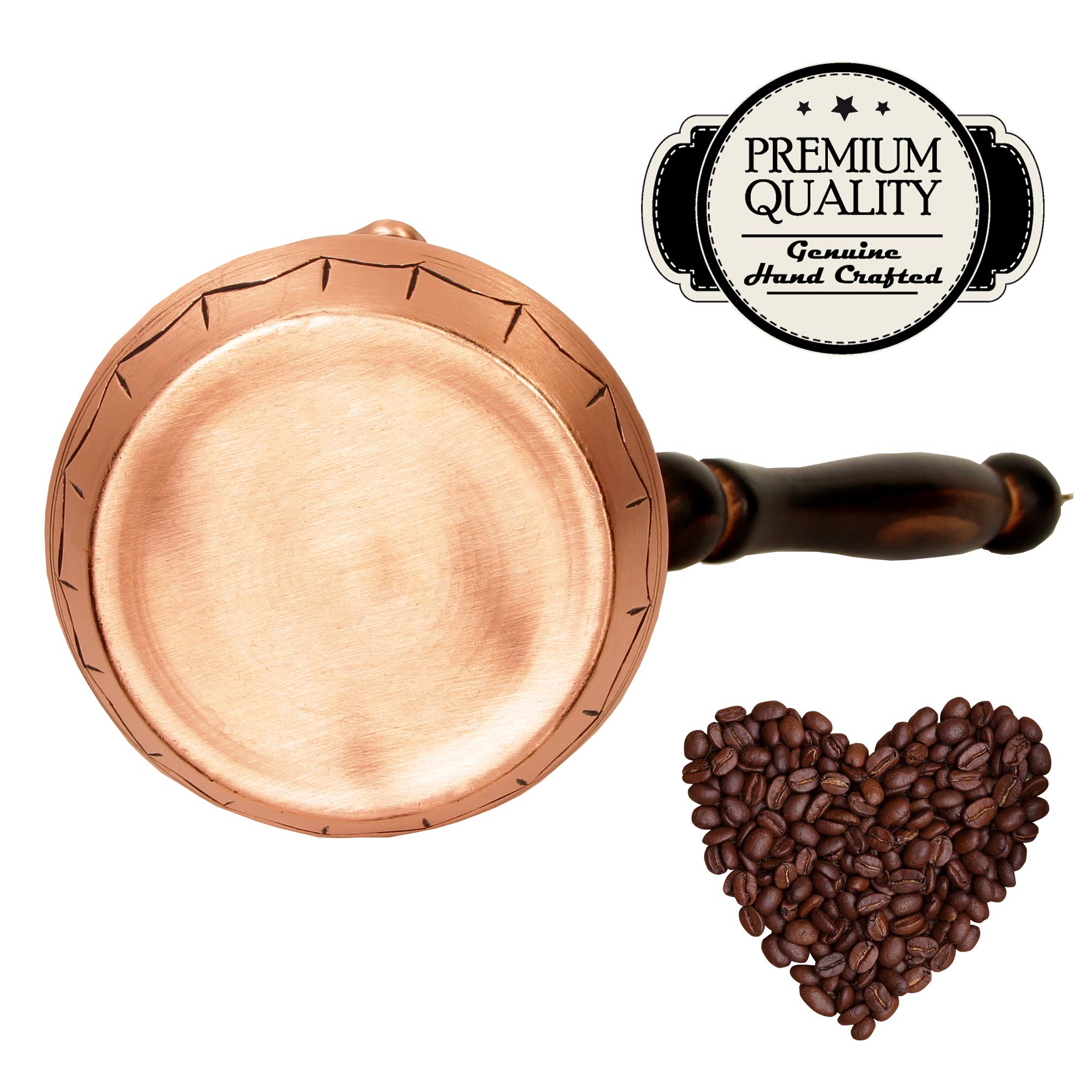 Premium Handcrafted Turkish Copper Coffee Pot with Wooden Handle - Stovetop Brewer for Turkish, Greek & Arabic Coffee - 4-5 Cup Capacity (Matte Finish) - Perfect for Home Brewing, Gifts & Traditional Coffee Ceremonies