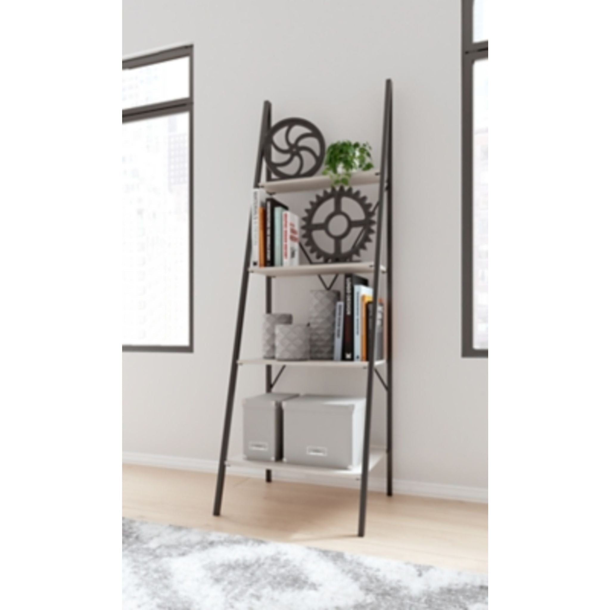 Bayflynn Bookshelf - Modern White & Black Bookcase for Home & Office - Stylish Storage Solution for Books, Decor & Essentials