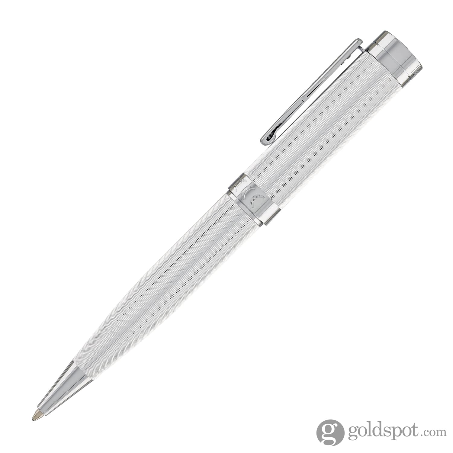 Conklin Herringbone Signature Ballpoint Pen - Premium Silver Refillable Pen for Office, Business & Gift Giving - Elegant Writing Instrument for Professionals & Collectors