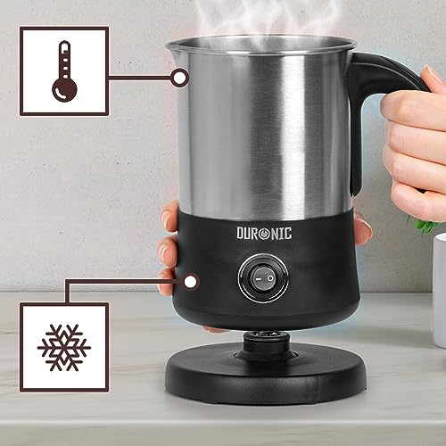 Duronic MF300 Electric Milk Frother - Automatic Hot & Cold Foam Maker for Coffee, Cappuccino, Latte, Matcha & Hot Chocolate - Milk Heater & Warmer - Perfect for Home, Office & Coffee Shops