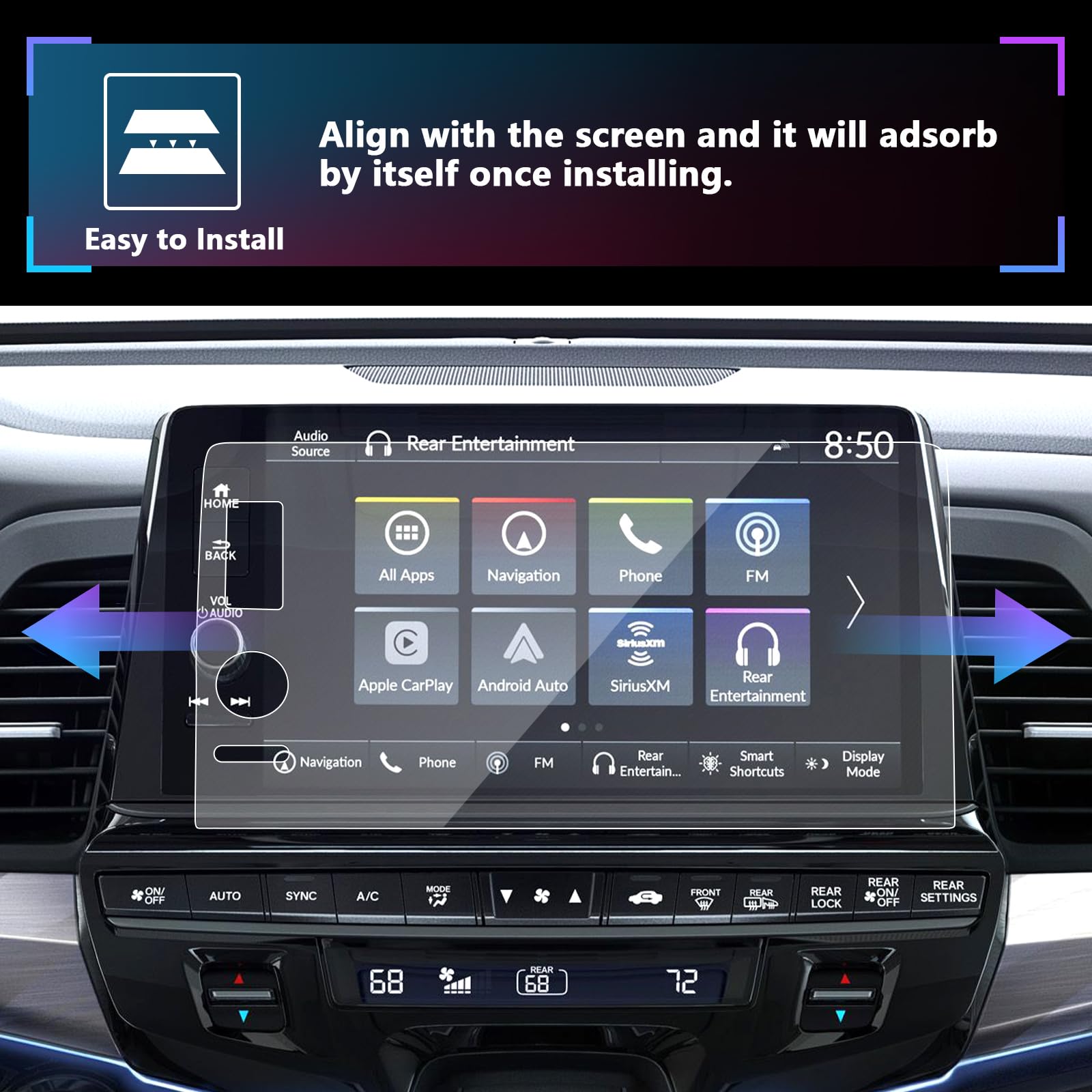 2025 Honda Odyssey Screen Protector 9 Inch - Anti-Glare HD Clear Touch Screen Protector for EX/L/Sport/Touring/Elite Trims | Perfect for Navigation Display Protection & Daily Driving Use