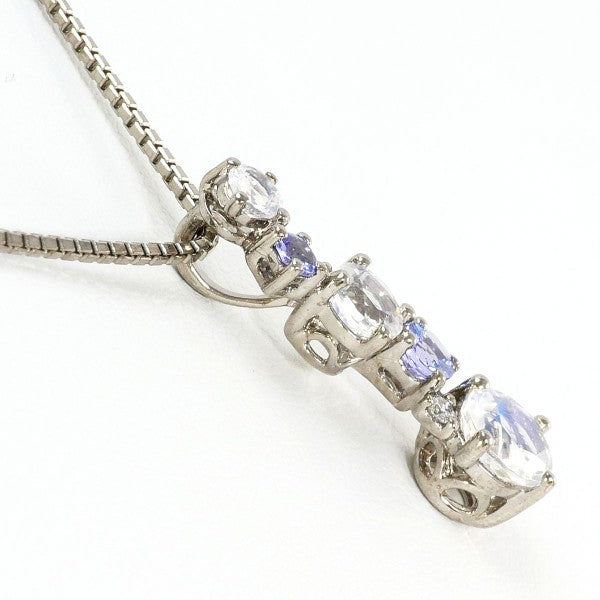18K White Gold Blue Moonstone Necklace for Women - Elegant Gemstone Jewelry Gift for Birthday, Anniversary & Special Occasions | Perfect for Weddings, Parties & Evening Events