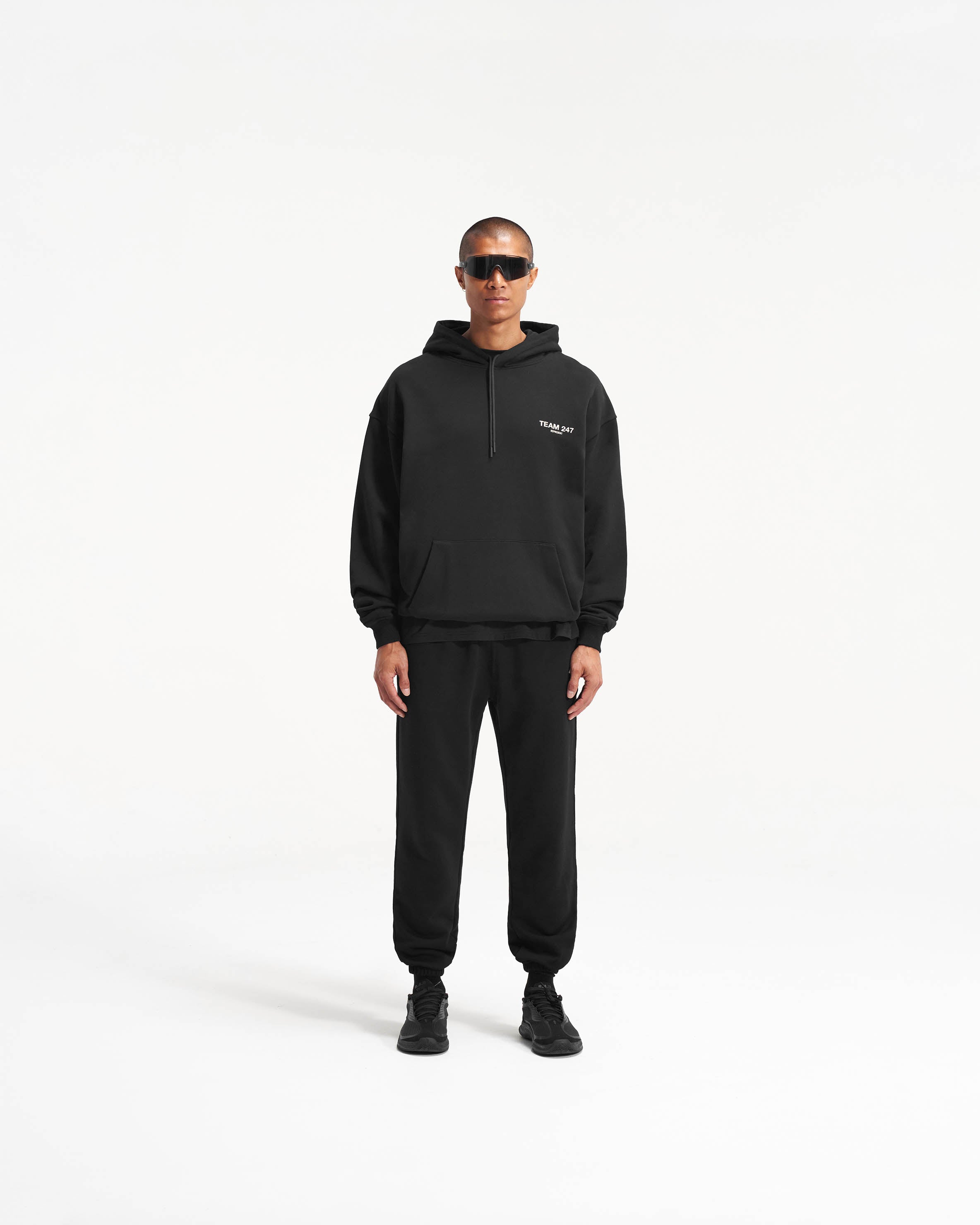 Team 247 Oversized Hoodie for Men & Women - Black - Soft Fleece Pullover Sweatshirt for Casual Wear, Street Style & Loungewear