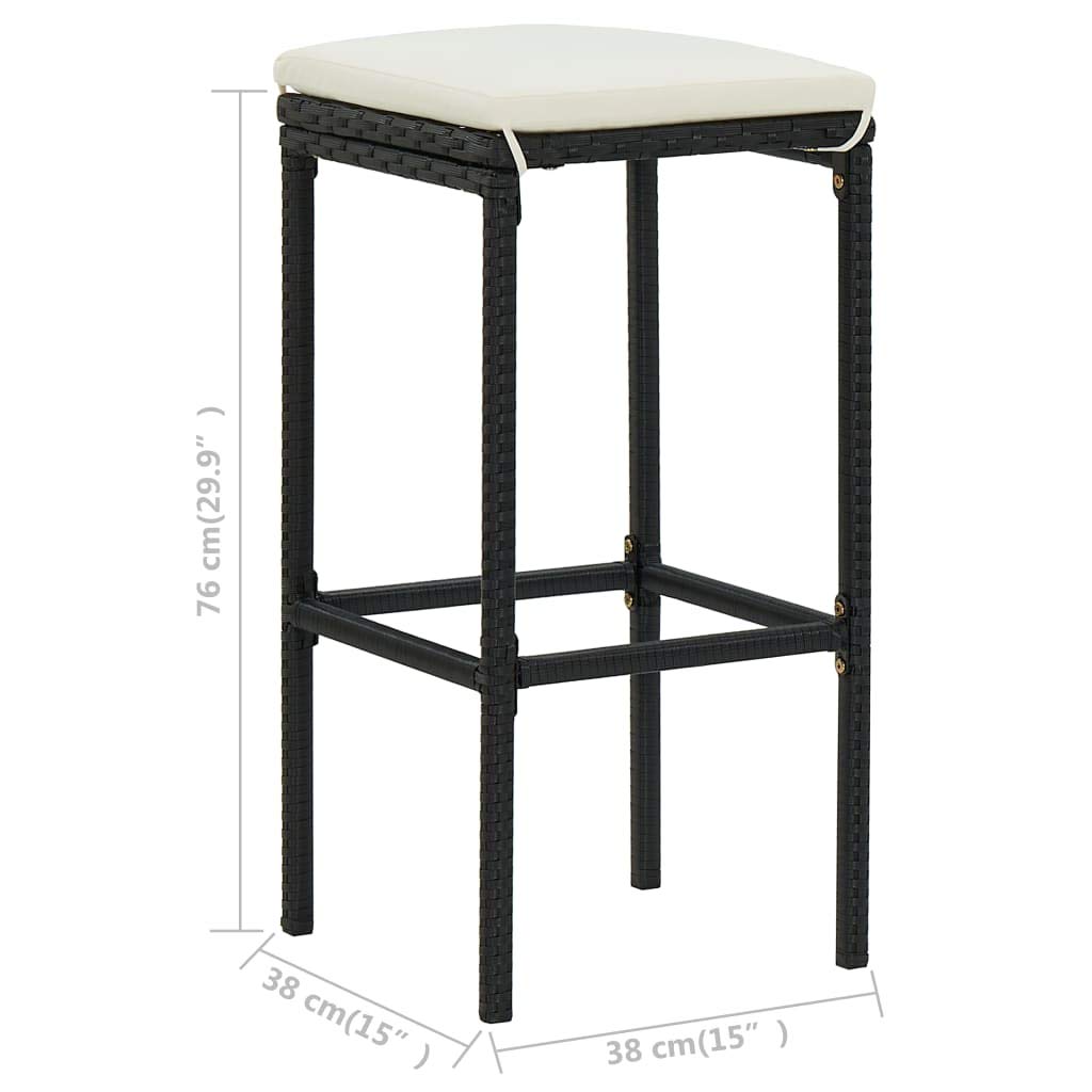 Modern Bar Stools Set of 6 with Cushions & Built-in Footrest - 15