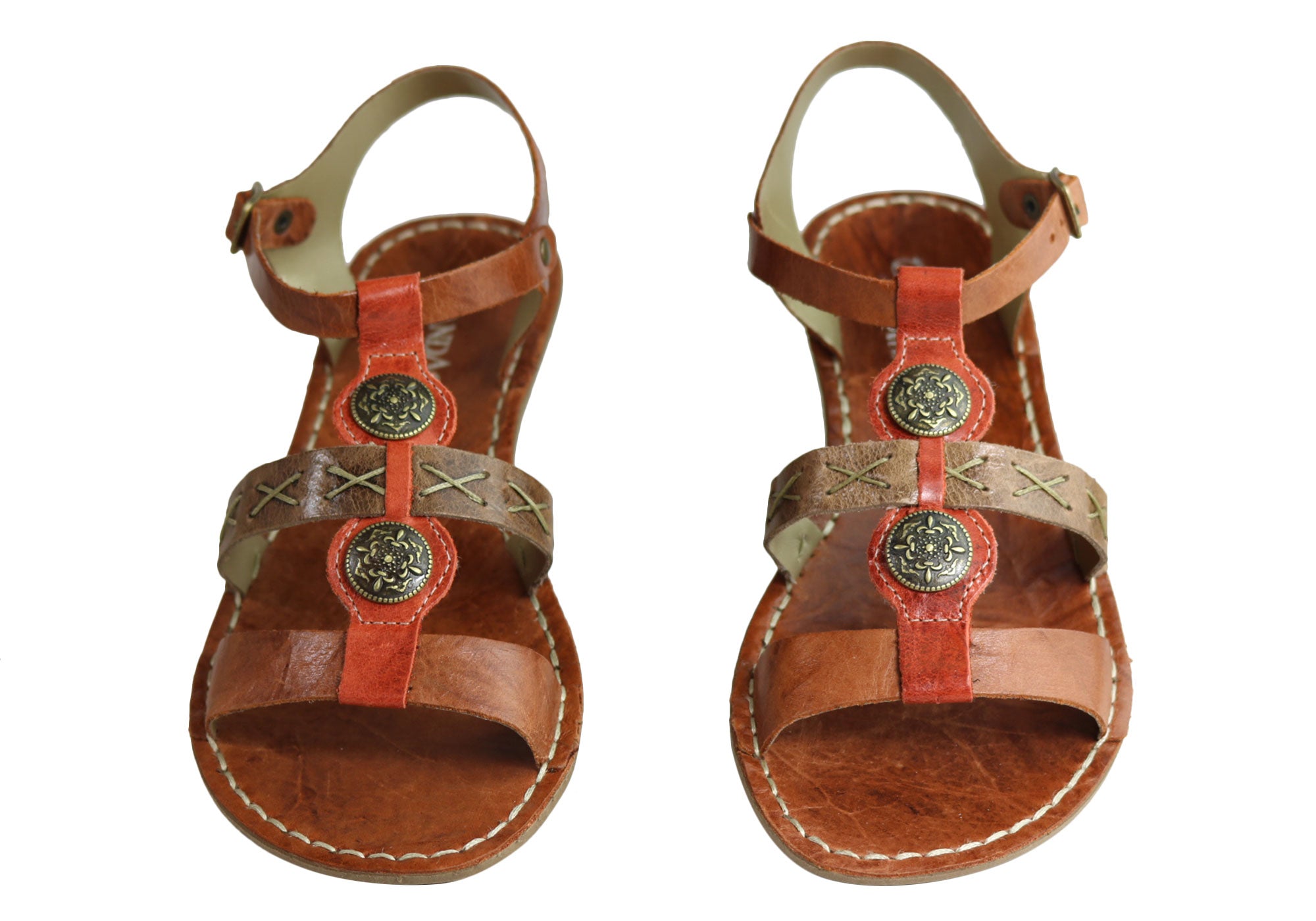 Andacco Madisson Women's Comfort Flat Leather Sandals - Handmade in Brazil - Perfect for Summer, Beach & Casual Outings