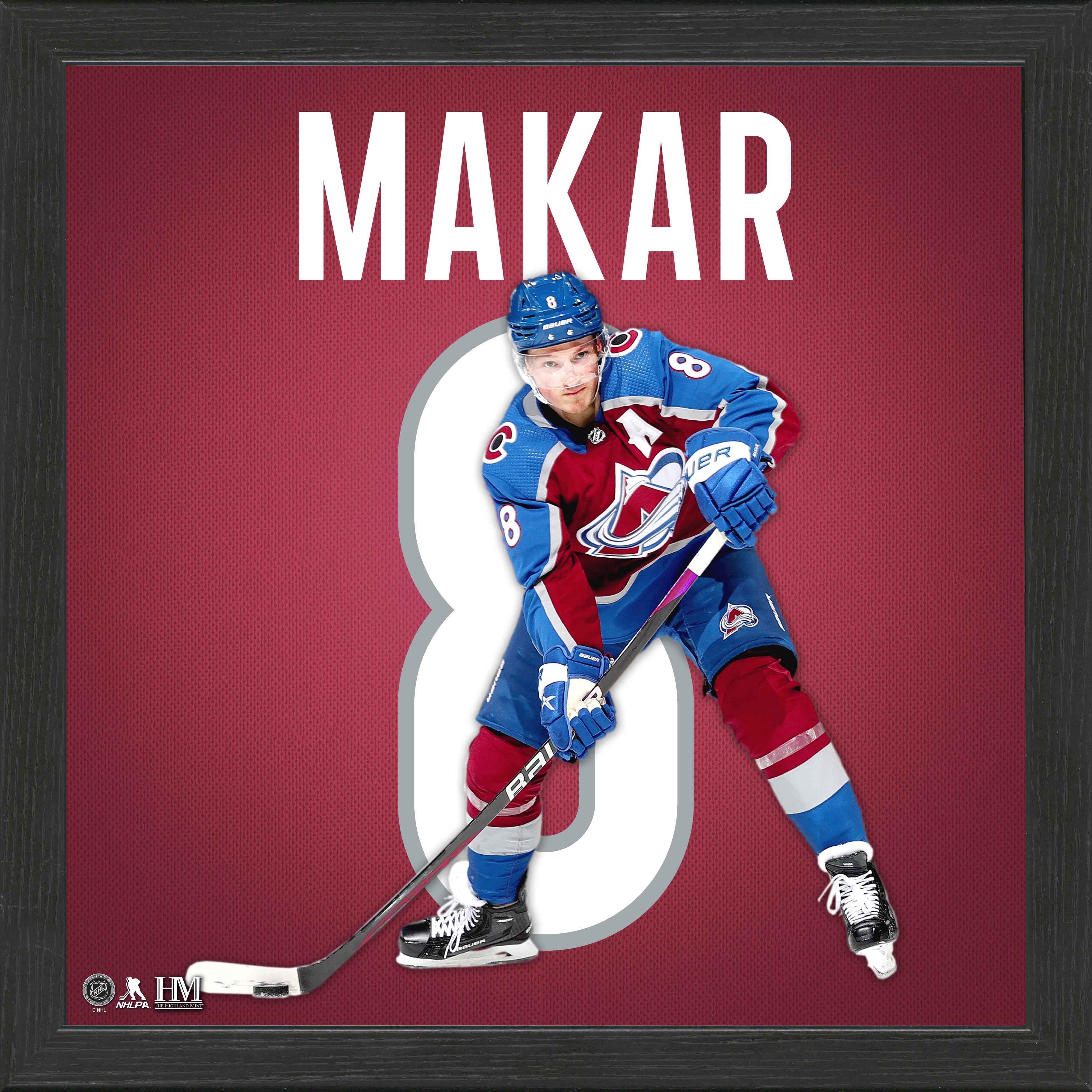Official Cale Makar Colorado Avalanche Impact Jersey Display Frame - Perfect for Sports Memorabilia & Fan Cave Decor