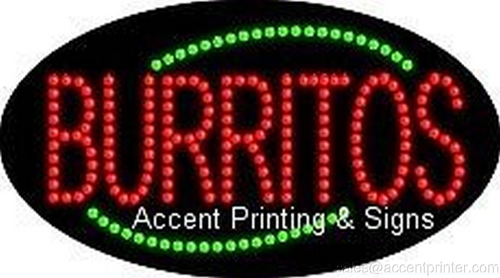 Burritos Flashing & Animated LED Sign - High Impact, Energy Efficient Bar & Restaurant Decor - Perfect for Taquerias, Mexican Restaurants, and Food Trucks