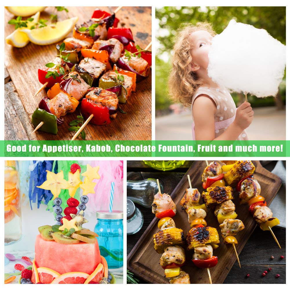 400 Pcs 6 Inch Bamboo Skewers - Wooden Skewers for Appetizers, BBQ, Kabobs, Chocolate Fountain, Fondue, Cocktails & Party Snacks - Perfect for Grilling, Entertaining & Food Presentation