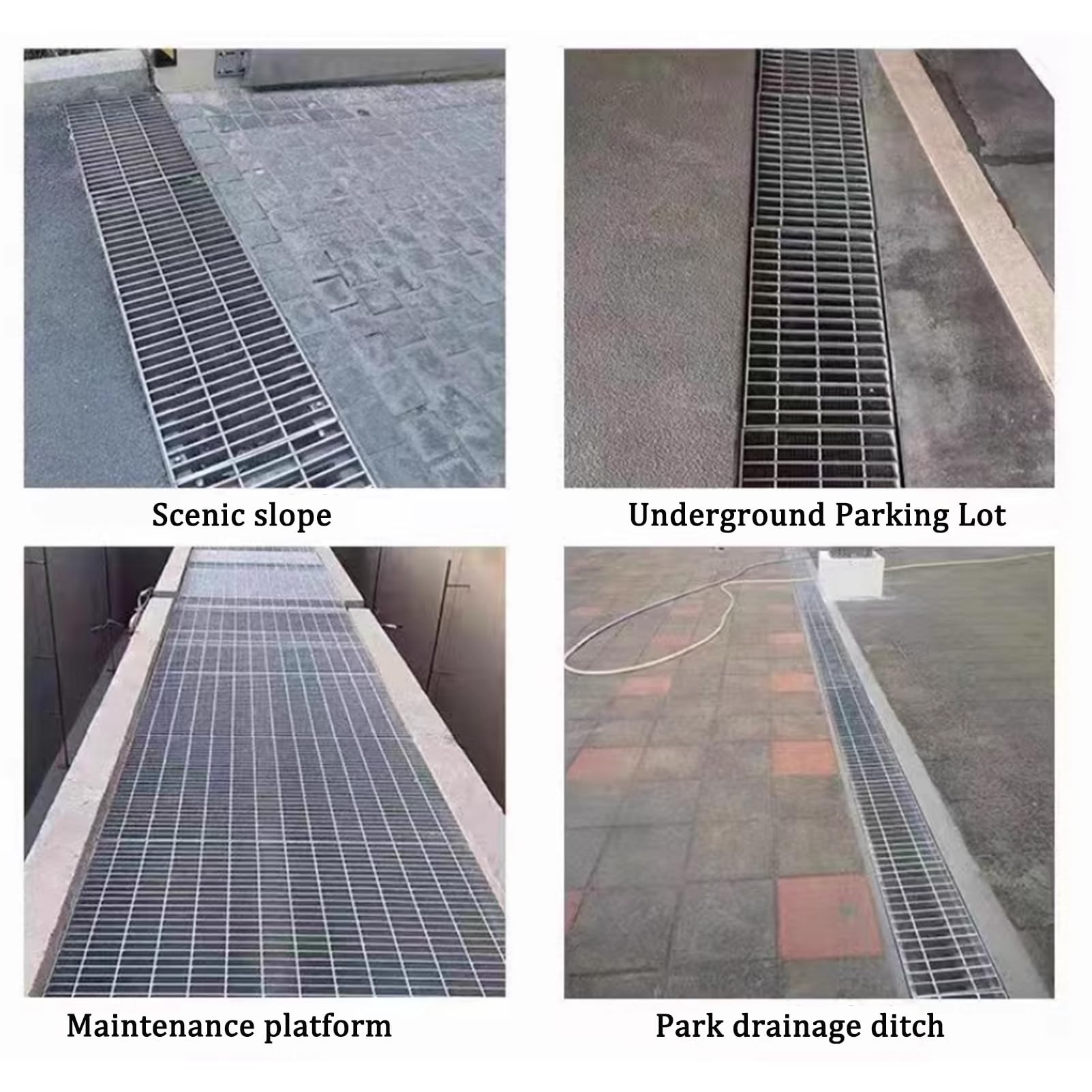Galvanized Steel Grating Drain Strainers - Heavy Duty Floor Drain Cover for Rainwater & Sewage - Outdoor Rectangular Grate for Garage, Driveway & Trench Drainage - Rustproof Metal Grid for Yard, Patio & Industrial Use