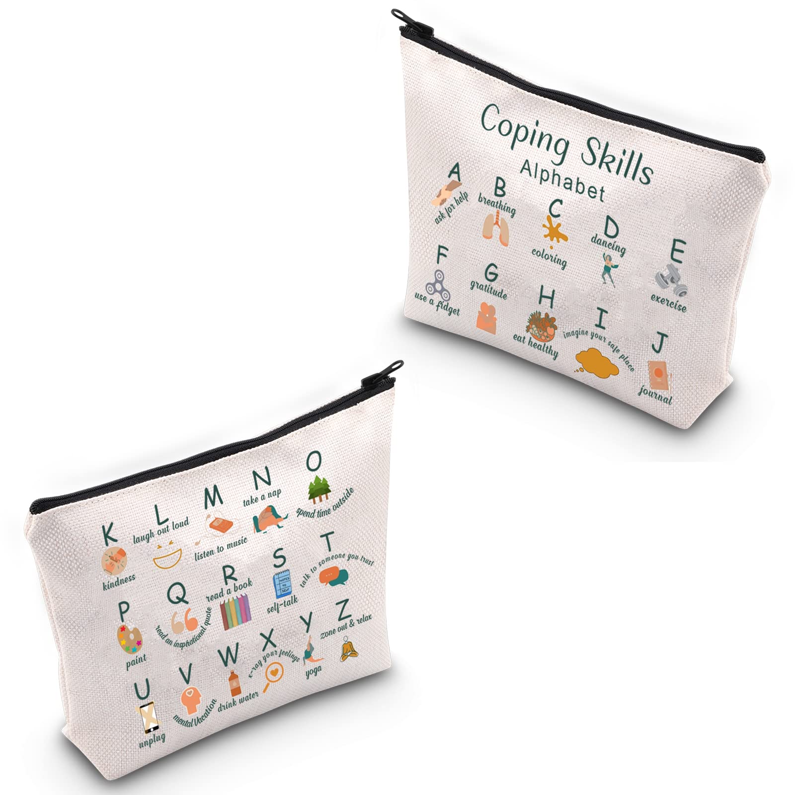 Mental Health Awareness Tote Bag - Coping Skills Alphabet Design for Therapists & Counselors - Perfect for Therapy Sessions, Support Groups & Self-Care Activities