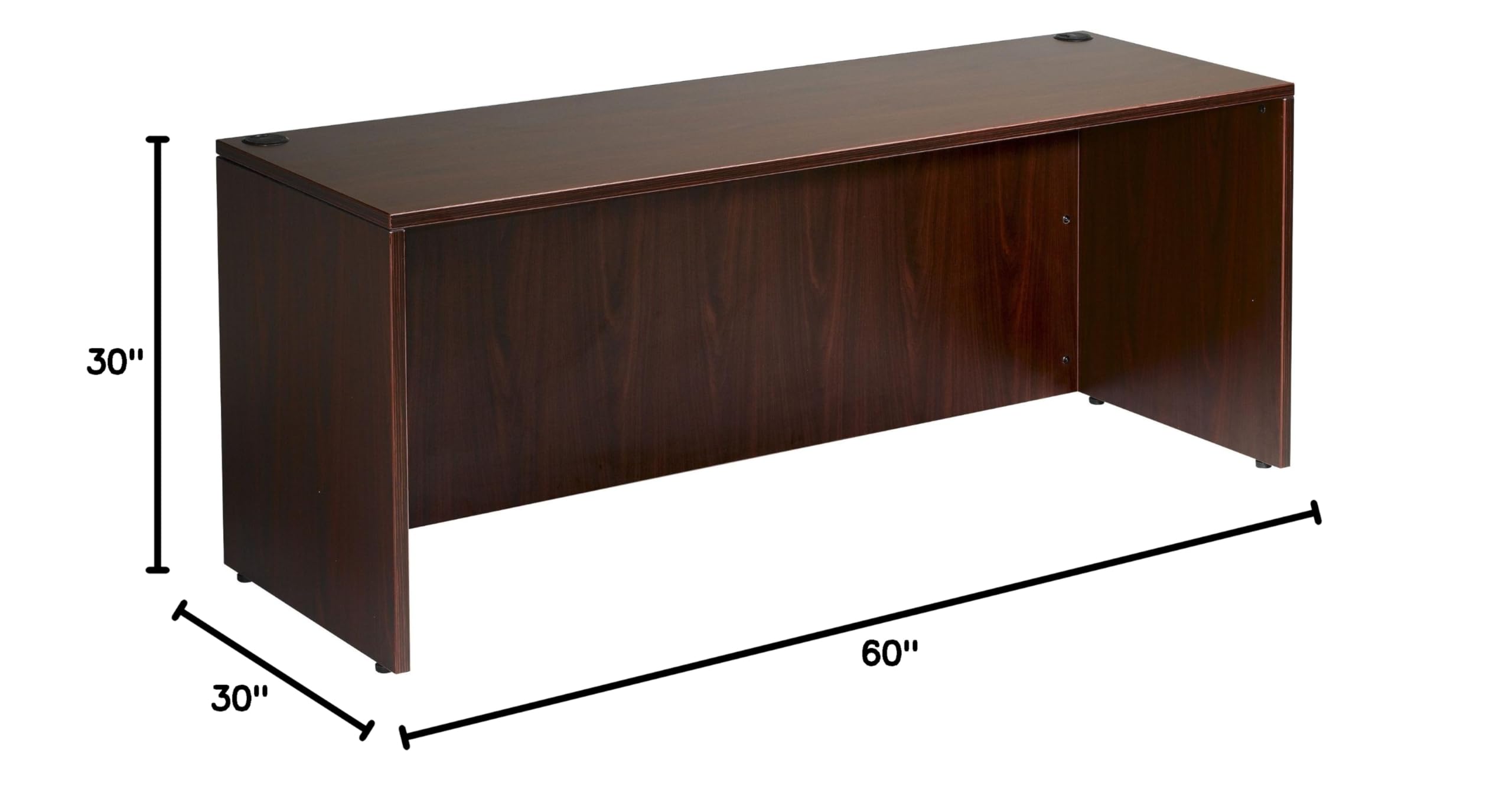 Boss Office Products 60-inch Wide x 30-inch Deep Mahogany Desk Shell - Premium Home Office & Executive Workstation for Professionals