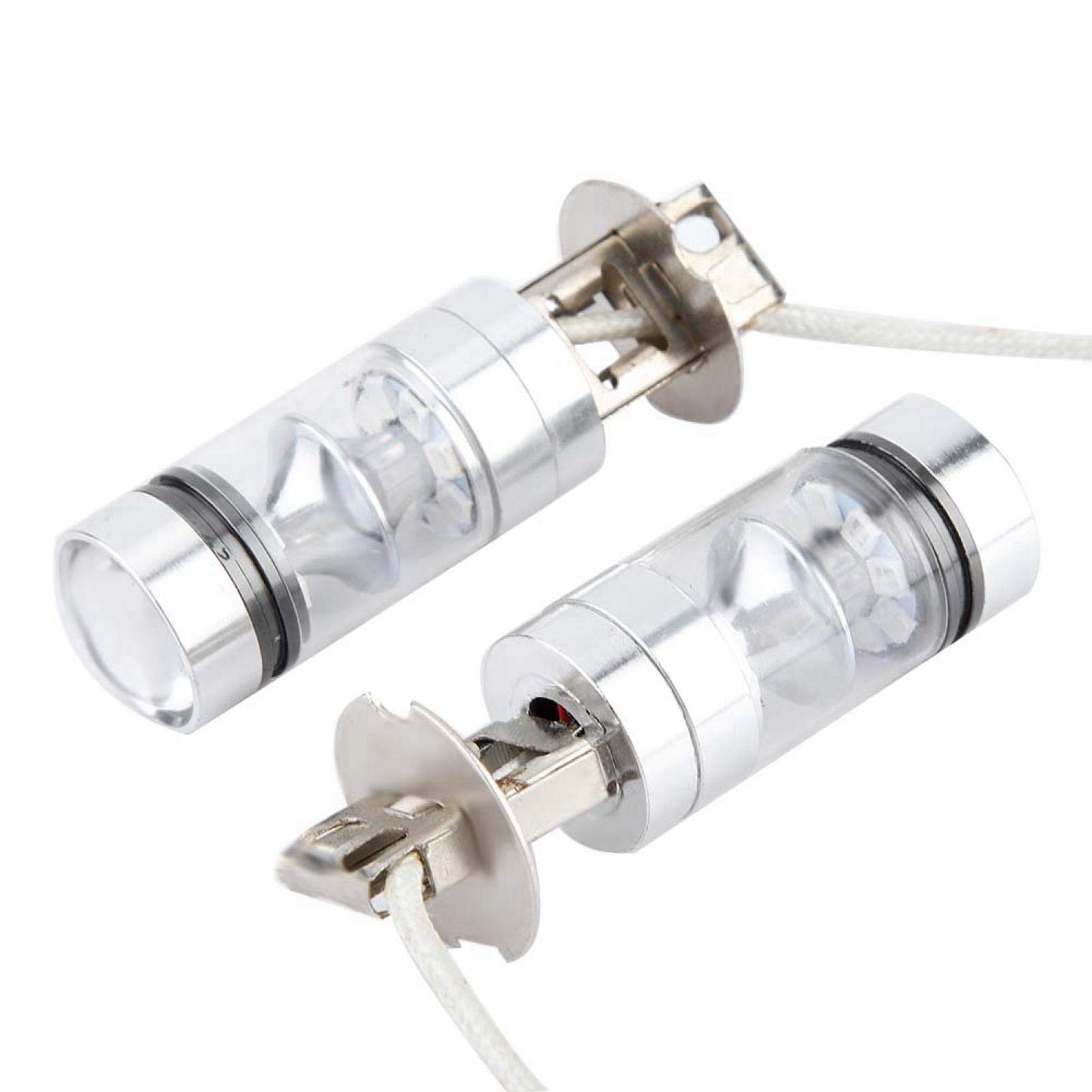 2 Pack H3 6000K 100W Ultra Bright Blue LED Headlight Bulbs - High Performance Fog Lights & Driving Lamps for Cars, Trucks, SUVs - Perfect for Night Driving, Off-Road Adventures & Low Visibility Conditions