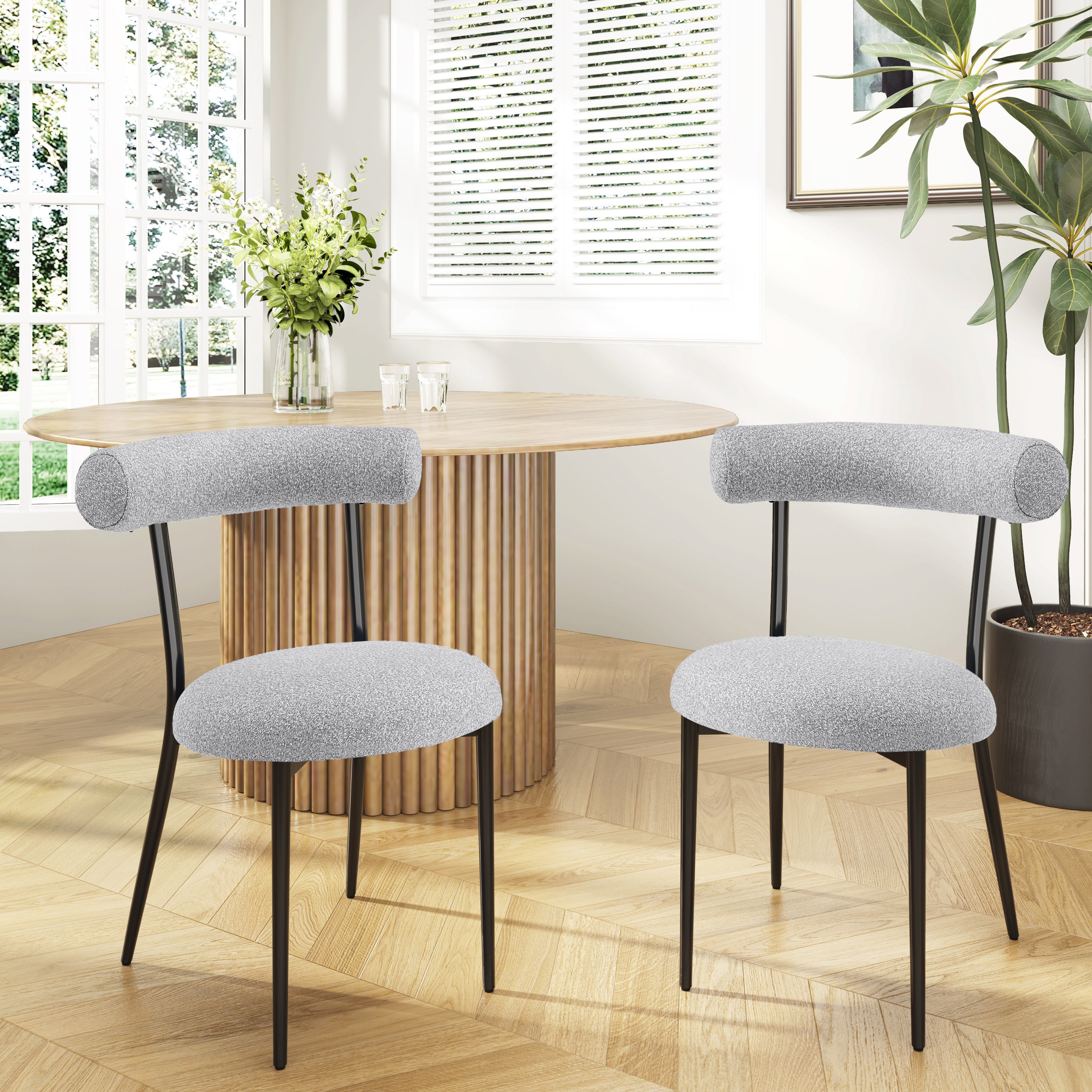 Modern Dining Chairs Set of 2 - Sturdy Wooden Kitchen Chairs with Padded Seats - Perfect for Dining Room, Kitchen, Breakfast Nook & Small Spaces