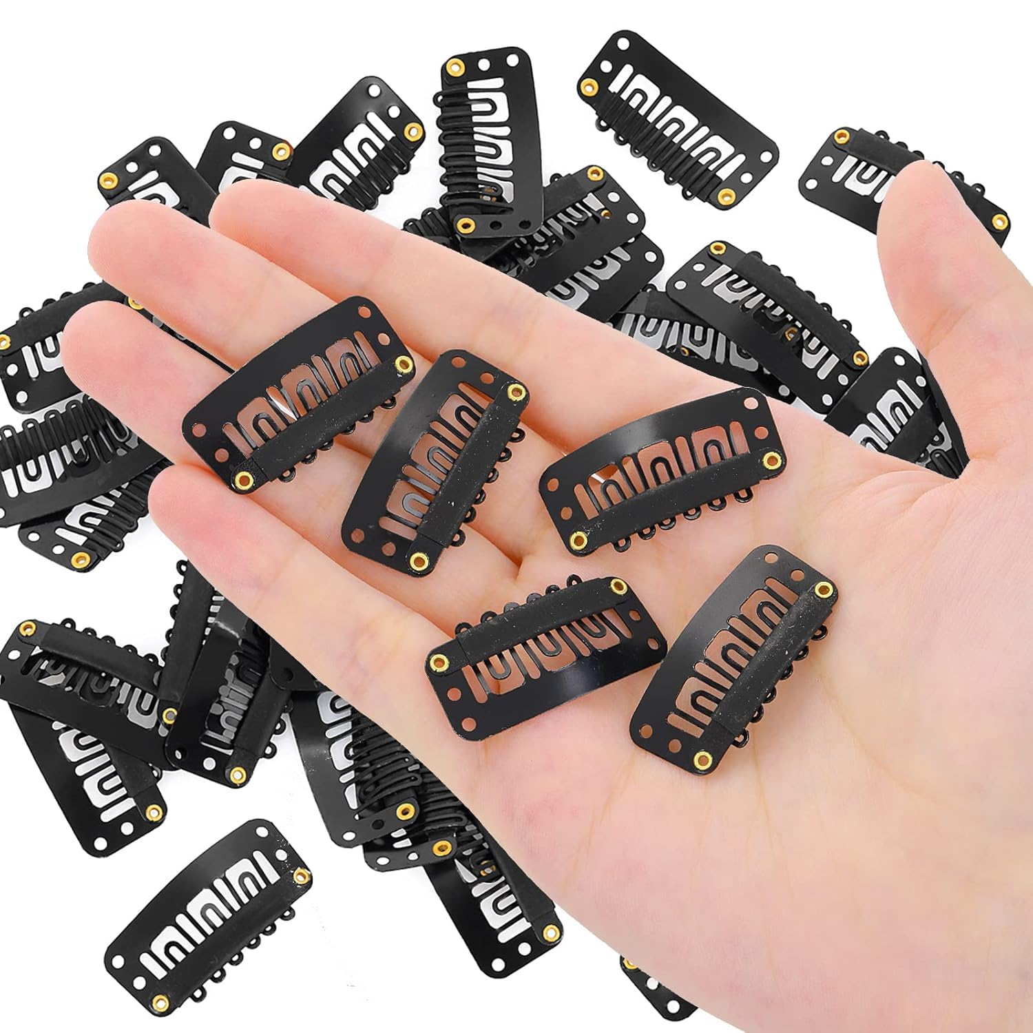 Wizme 12pcs Toupee Clips for Hair Extensions - Secure Hair Bonding Clips for Men & Women (Black, 25g) - Perfect for Wig Attachment, Weave Extensions & Hairpiece Styling