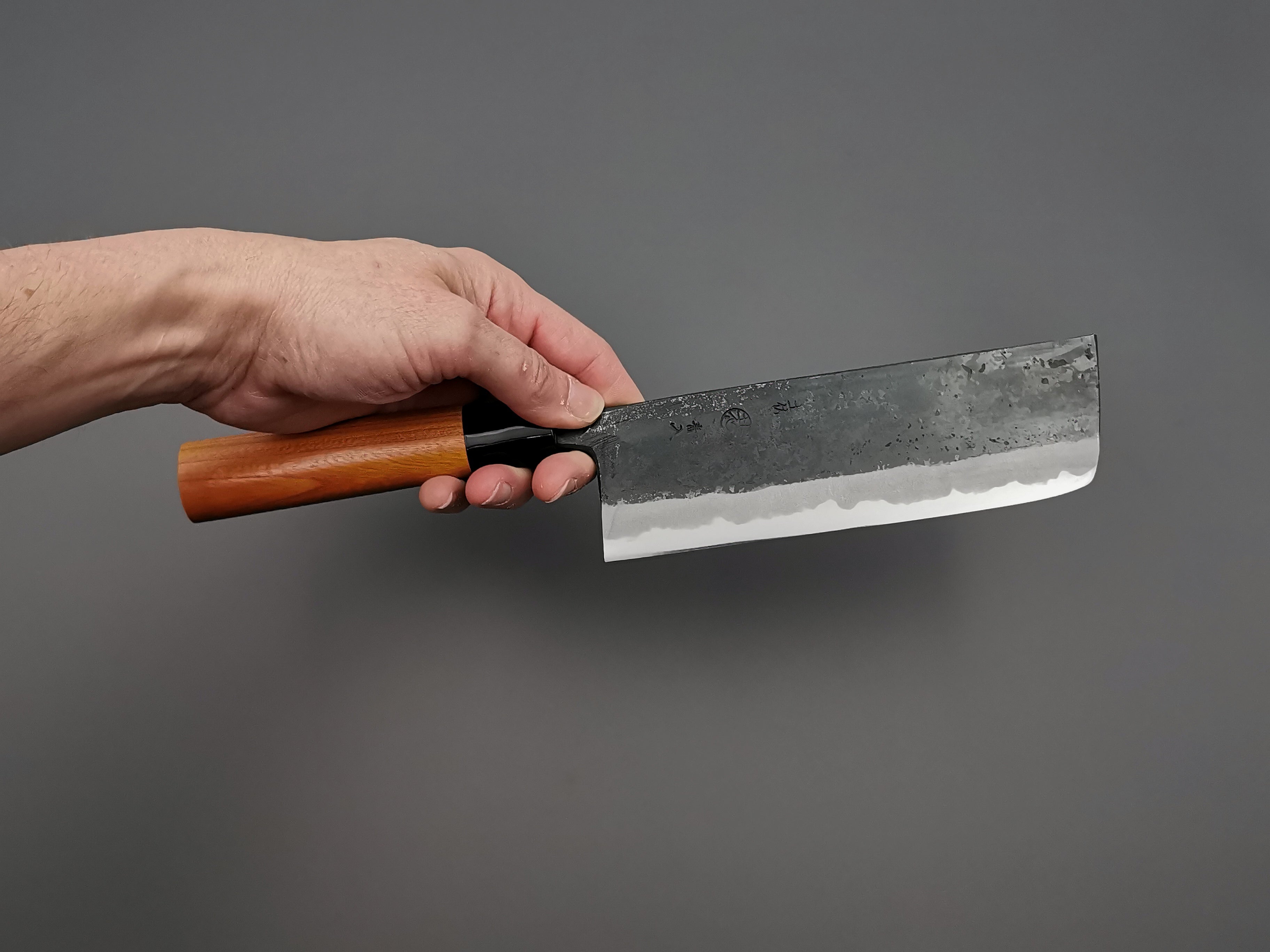 Premium Japanese Aogami Kurouchi Nakiri Knife by Kyohei Shindo - High Carbon Steel Kitchen Knife for Professional Chefs & Home Cooking - Perfect for Slicing Vegetables, Herbs & Sushi Prep