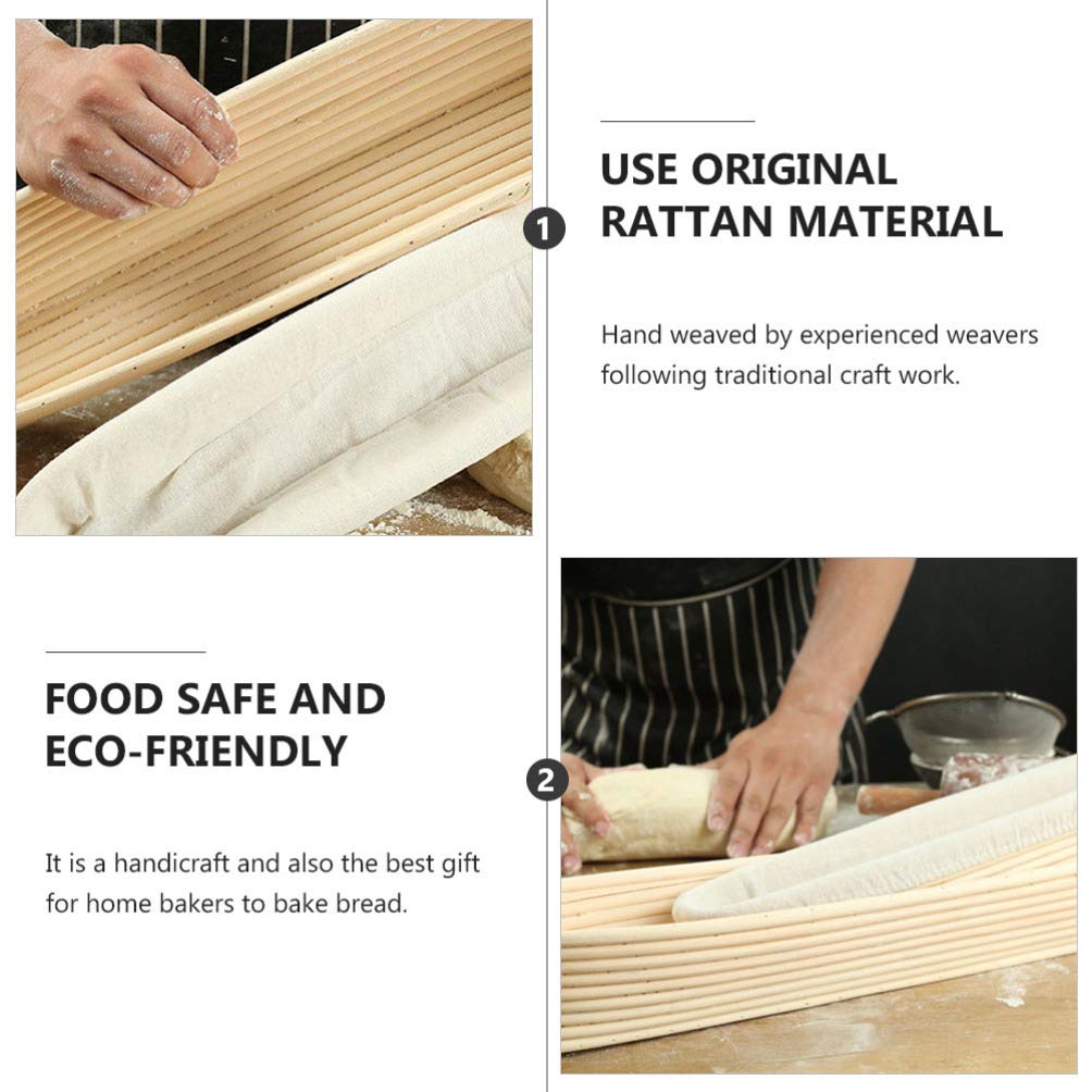 DOITOOL Oval Bread Proofing Basket - Rattan Dough Rising Basket with Linen Liner for Sourdough, Artisan Bread Baking - Perfect for Home Bakers & Professional Bakeries (Beige Flour Container) | Ideal for Bread Making, Pastry Proofing & Kitchen Storage