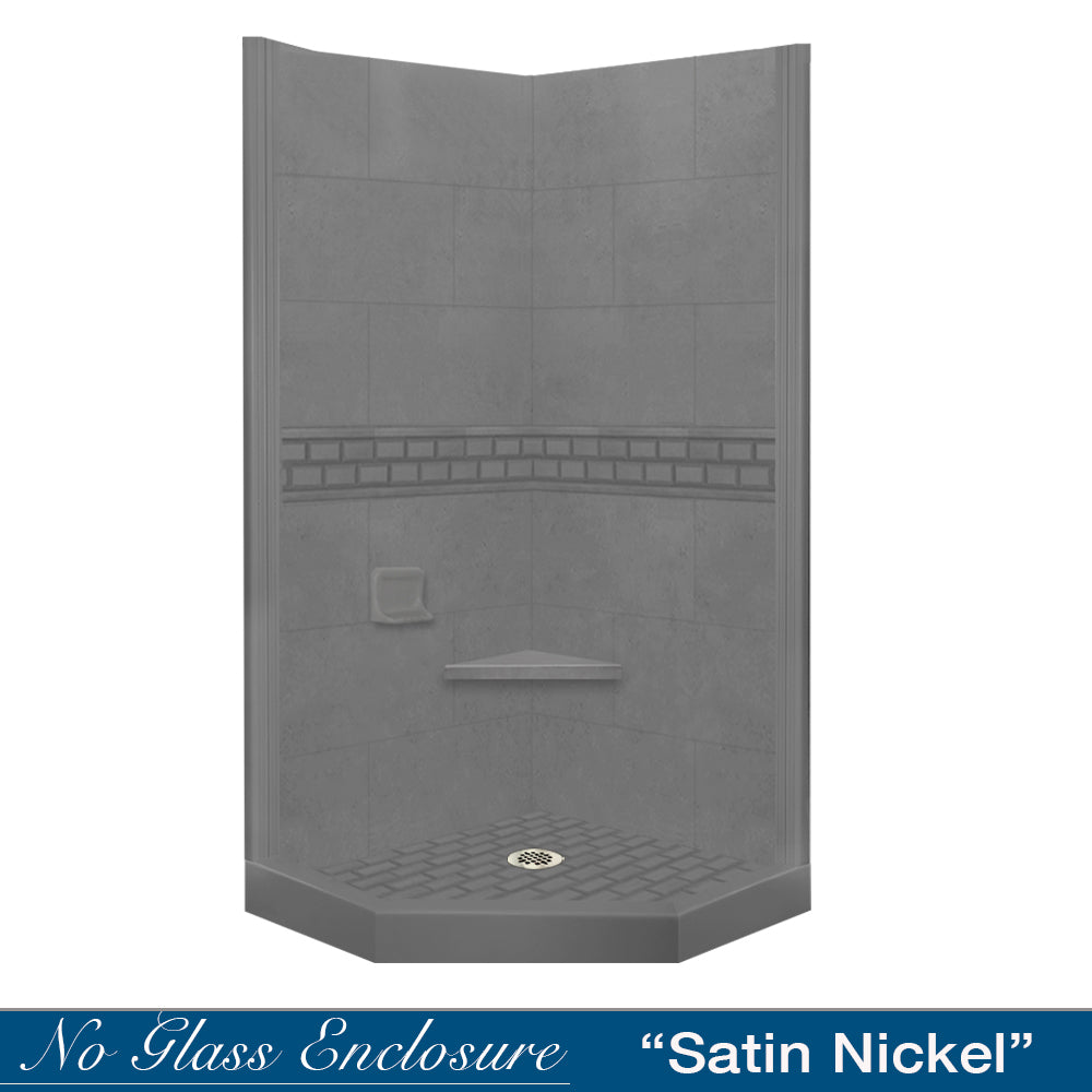 Neo Angle Wet Cement Sistine Stone & Subway Tile Shower Remodel Kit - DIY Bathroom Renovation for Modern Home Upgrade