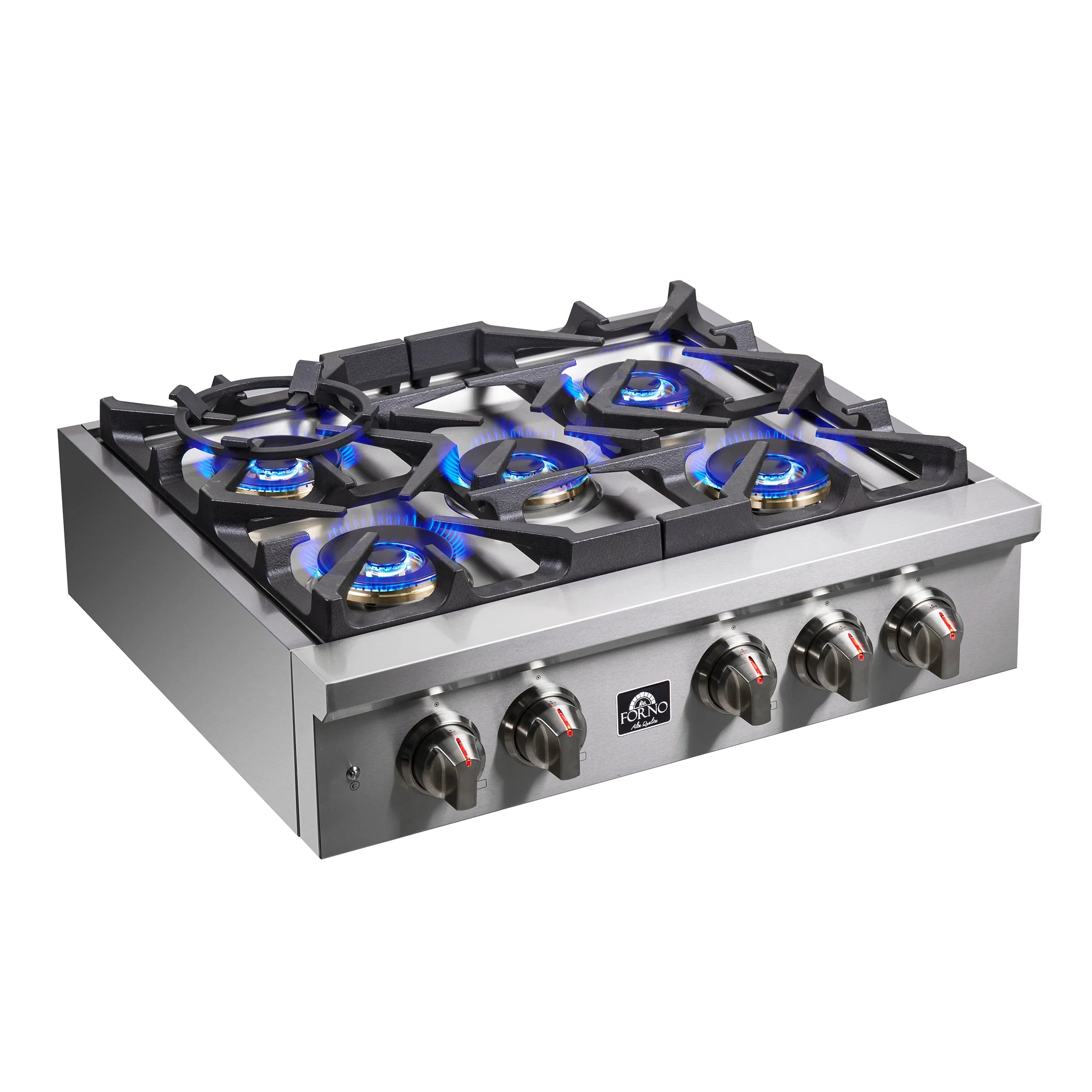 Forno Spezia 30 Inch 5 Burner Stainless Steel Gas Cooktop with Wok Ring & Griddle - Model FCTGS5751 | Perfect for Home Kitchens, Restaurants & Outdoor Cooking
