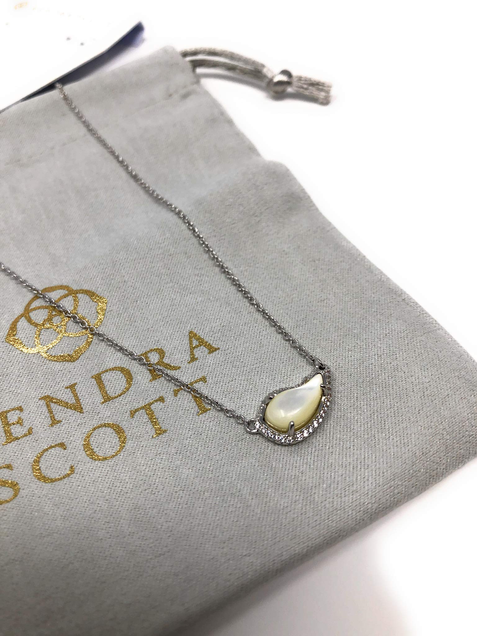 Kendra Scott Tansy Silver Plated Long Necklace with Mother of Pearl Pendant - Elegant Layered Jewelry for Women, Perfect for Office, Party & Special Occasions