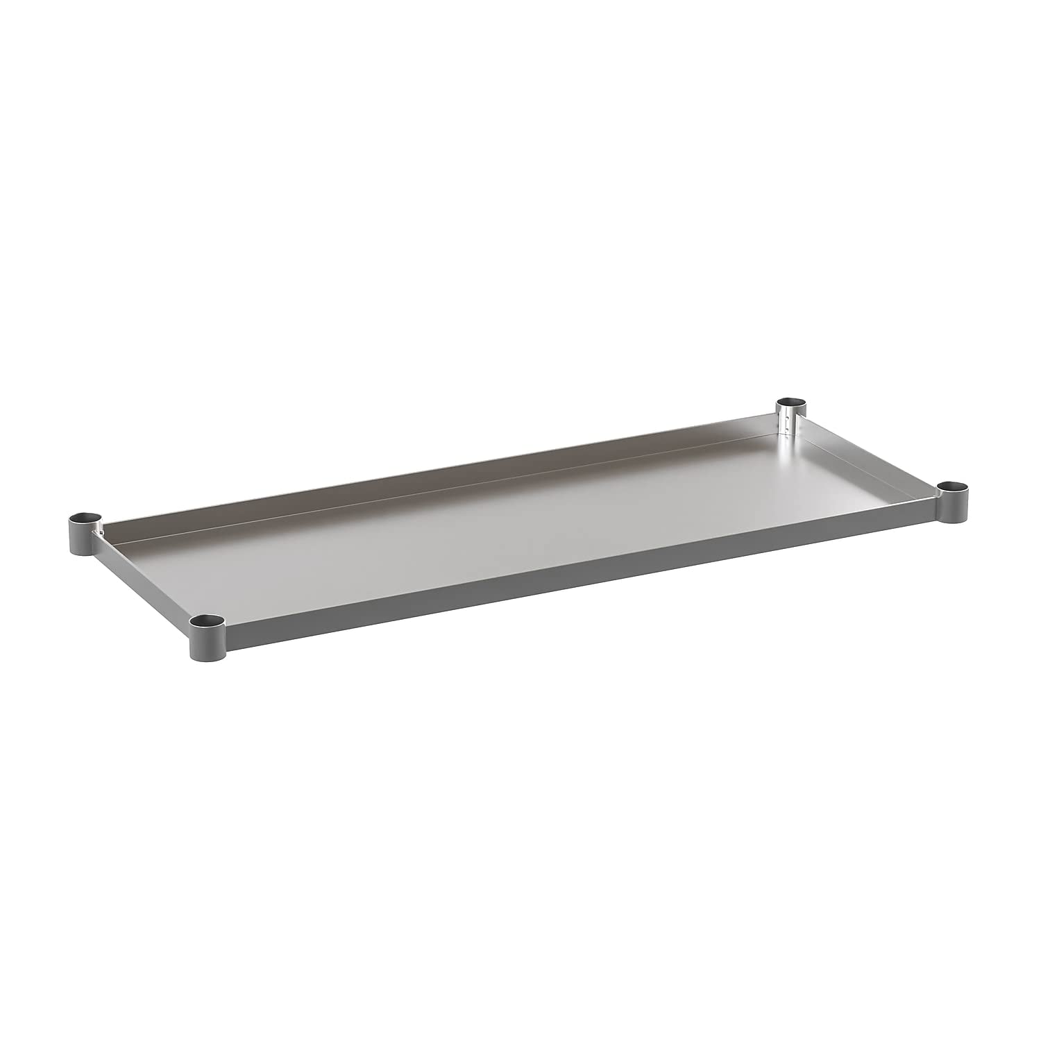 Flash Furniture Adjustable Under Shelf for 24x48 Inch Stainless Steel Work Tables - Galvanized Steel Lower Storage Shelf for Kitchen Prep & Commercial Use - Perfect for Restaurants, Cafes & Food Service Areas
