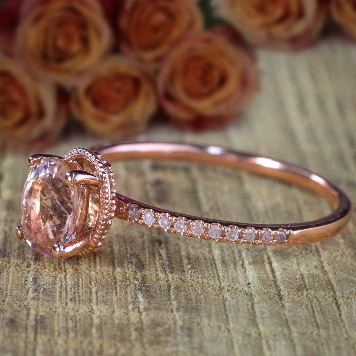 1.25 Carat Oval Cut Morganite Solitaire Engagement Ring with Diamond Accents in 18k Gold Plating - Perfect for Proposals, Anniversaries & Special Occasions