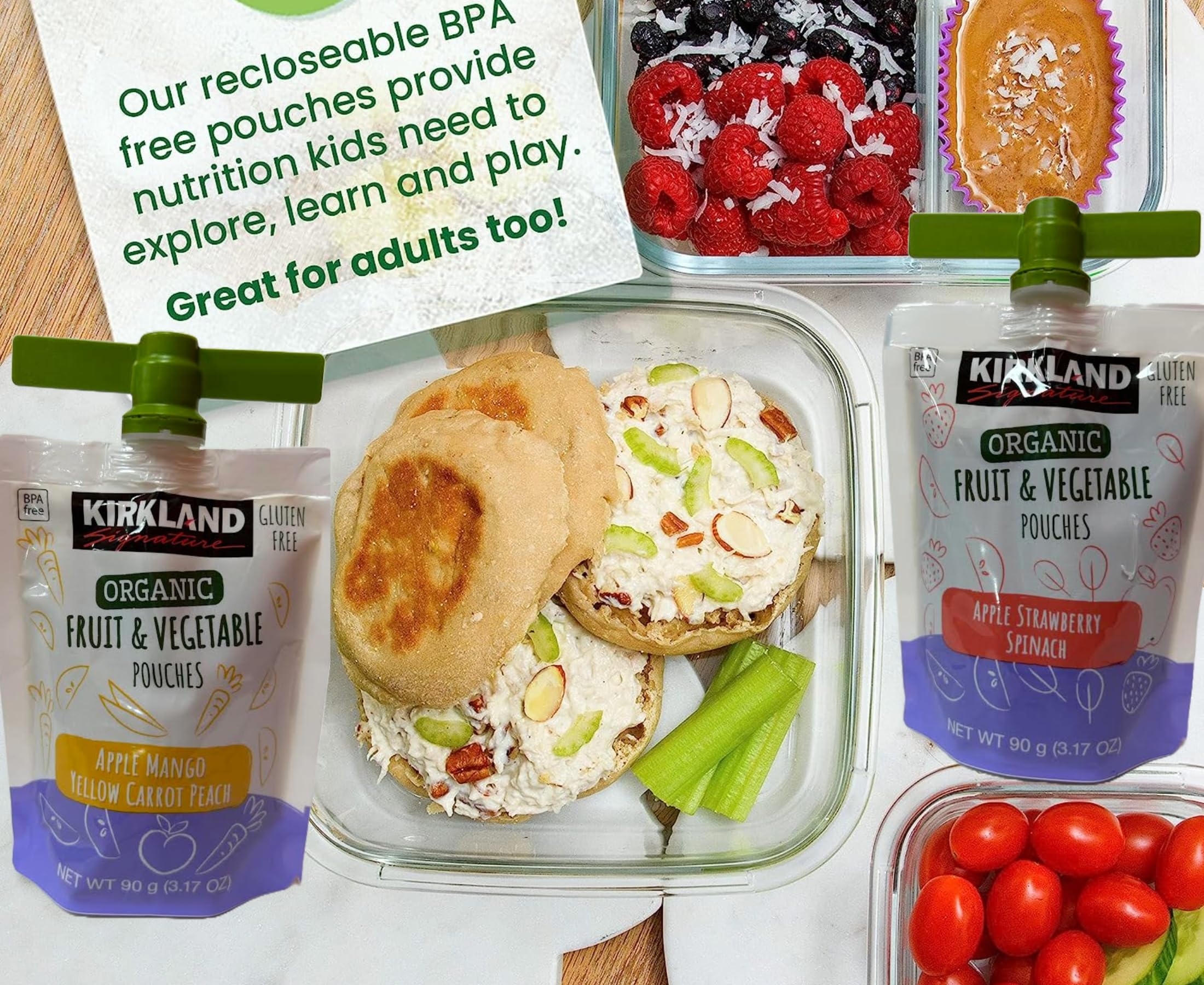 Organic Fruit Snacks Variety Pack - Unsweetened Apple Sauce, Mango, Yellow Carrot Peach & Apple Strawberry Spinach | Gluten Free, Vegan, Keto Friendly | Nut & Dairy Free | Recloseable BPA Free Pouches (3.17 oz, Pack of 12) | Perfect for School Lunches, Office Snacks & On-the-Go Healthy Eating
