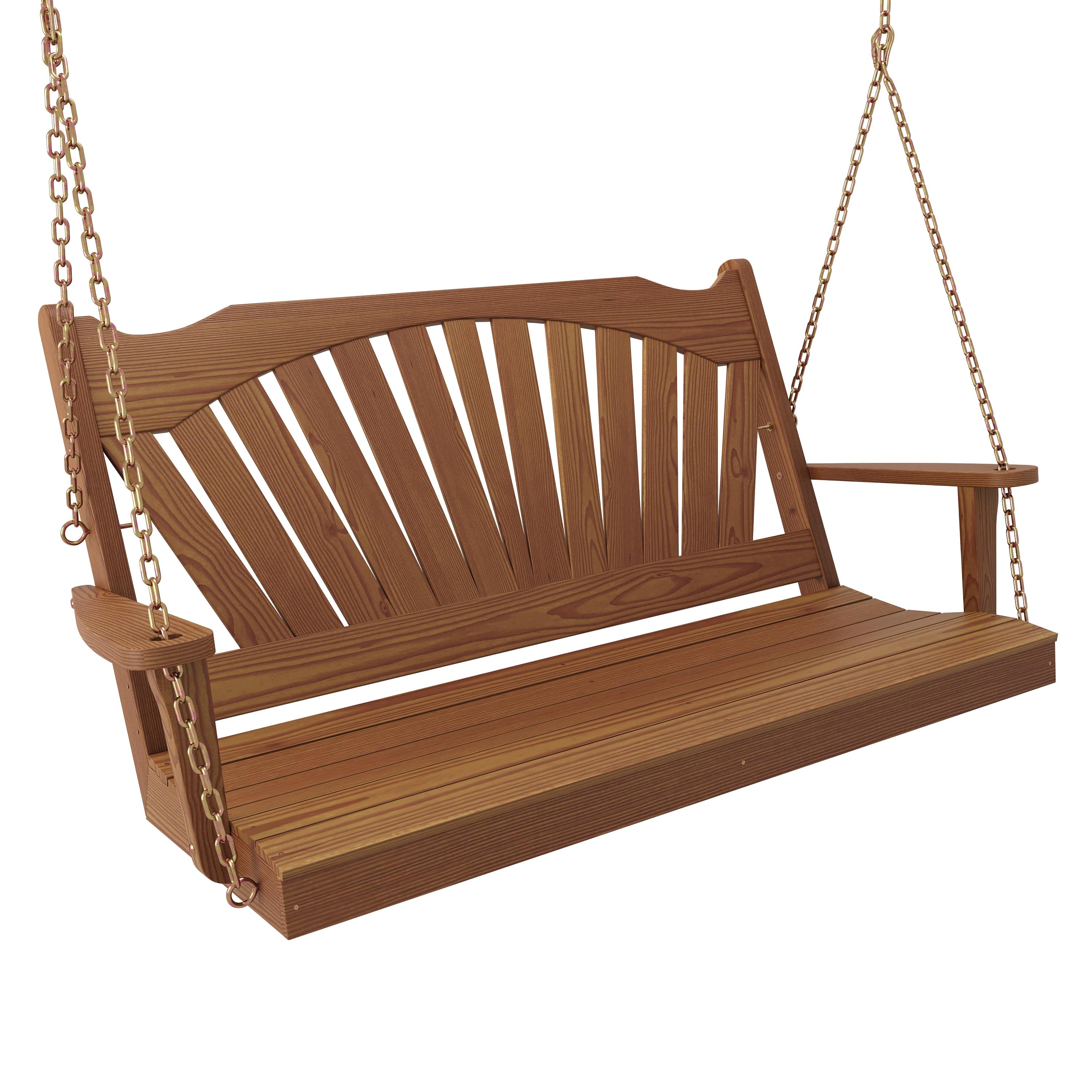 Keystone Amish Co. 4-Foot Sunburst Porch Swing with Mushroom Stain - Perfect for Outdoor Relaxation in Gardens, Patios & Backyards