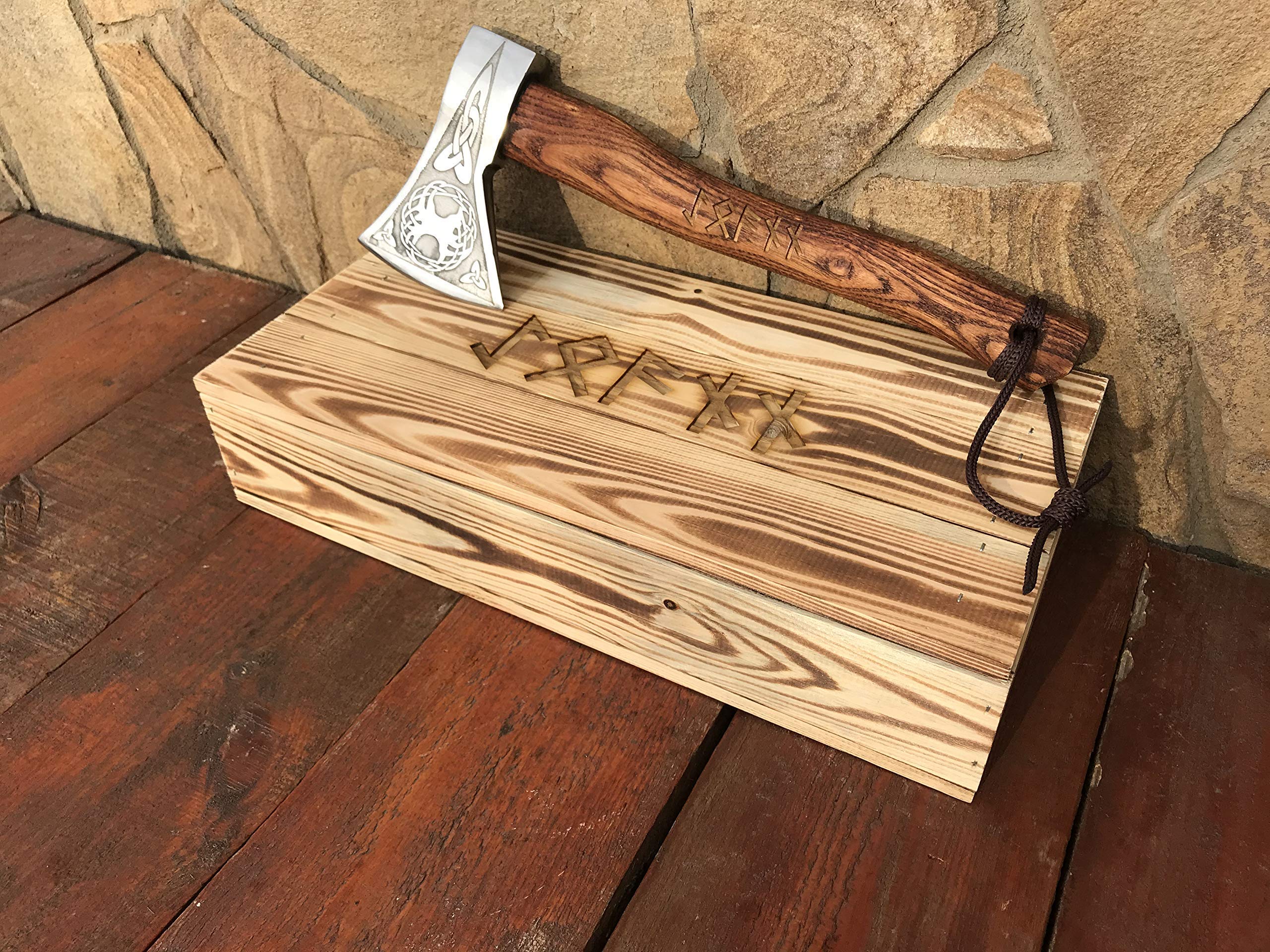 Viking Runic Axe - Handcrafted Norse Battle Axe with Engraved Runes - Perfect Gift for Men, Viking Enthusiasts & Collectors - Use for Cosplay, Home Decor & Medieval Reenactments