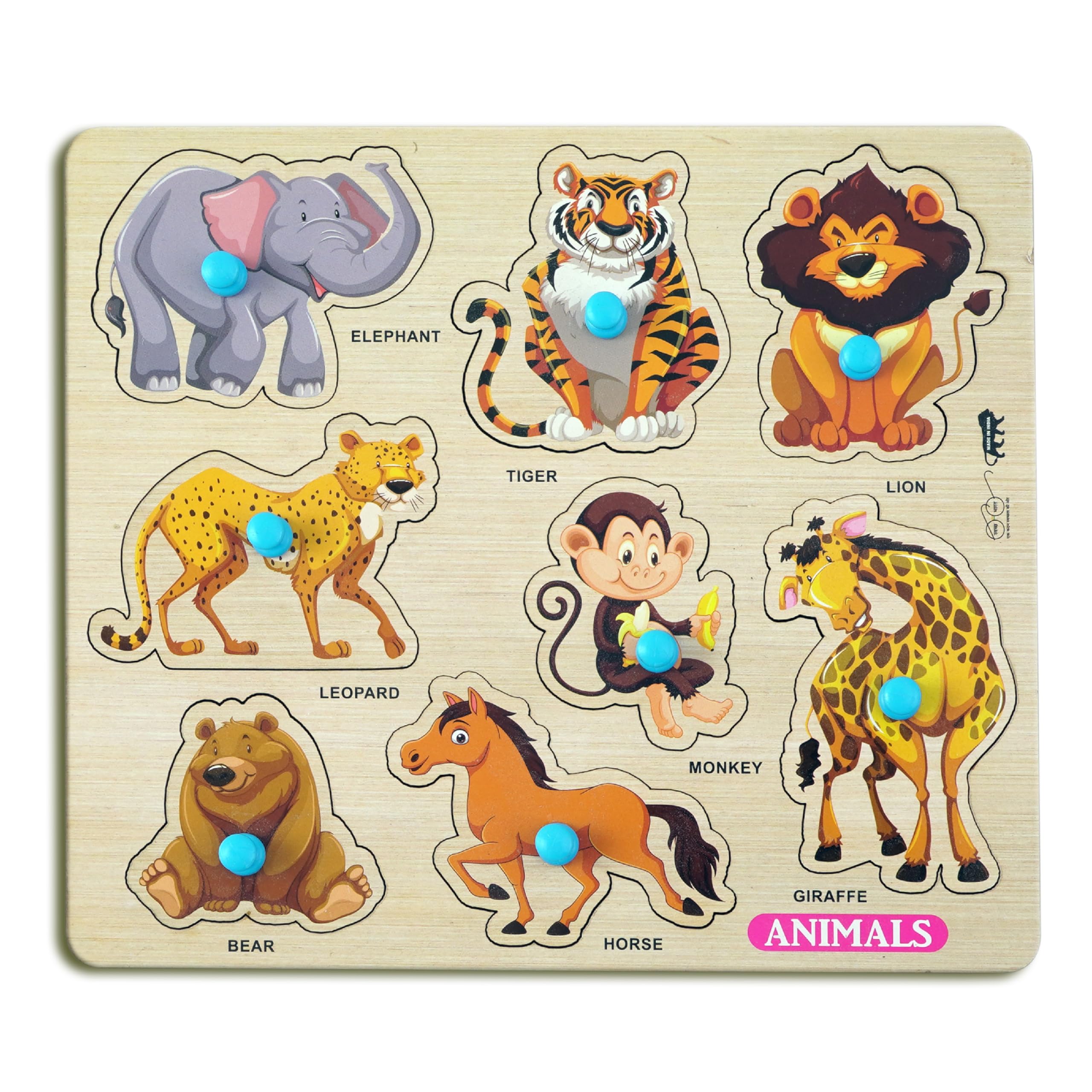 XH TOYS Montessori Wooden Animal Puzzle - Educational Learning Toy for Toddlers Ages 2-6, Preschool Classroom & Homeschool STEM Activity - Jungle Safari Theme Puzzle Board for Boys & Girls (12-Piece Set) - Perfect for Birthday Gifts, Early Childhood Development & Sensory Play
