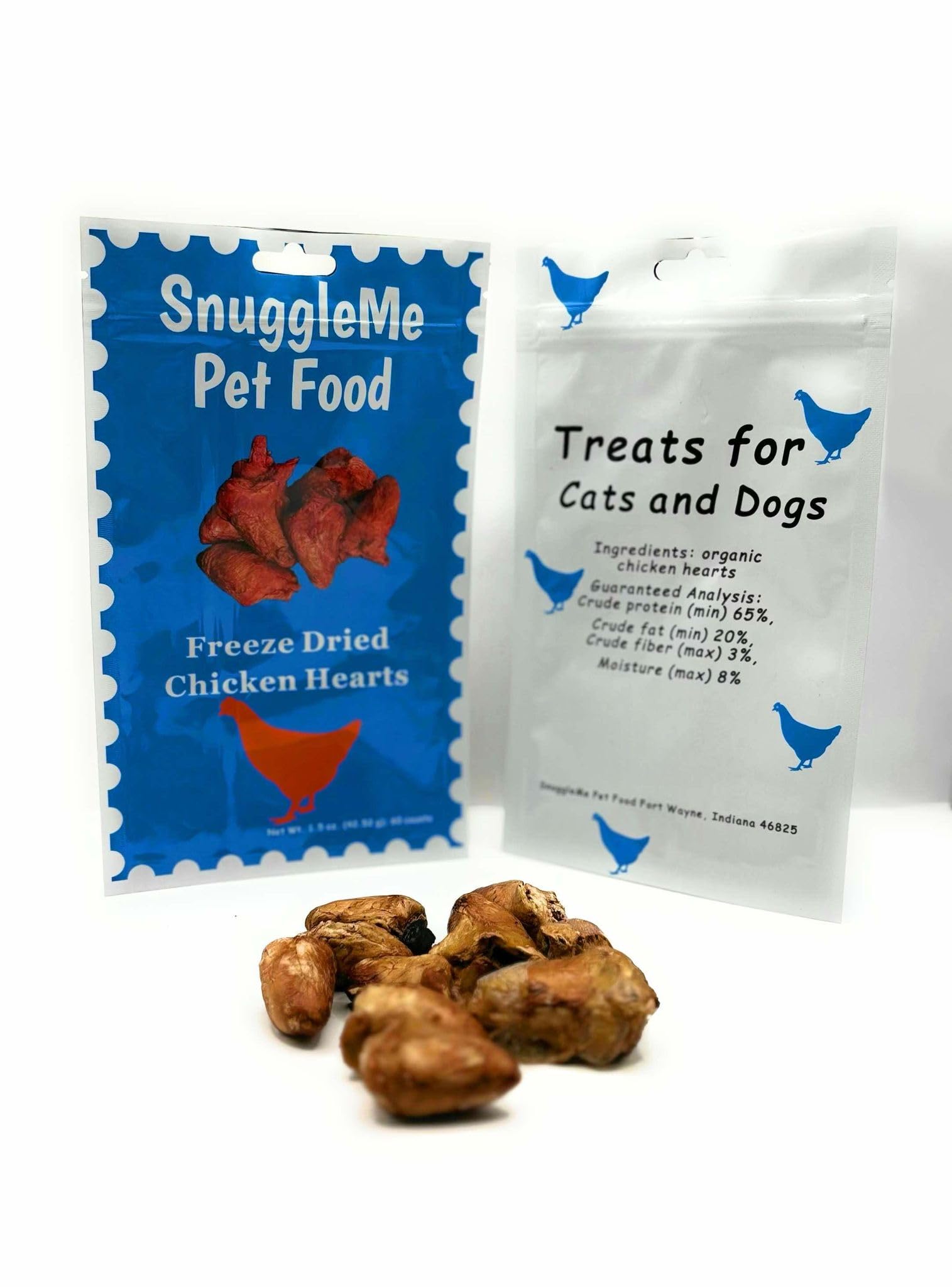 Freeze Dried Chicken Hearts Dog & Cat Treats - All Natural Protein Snacks for Pets - Perfect for Training Rewards, Mealtime Toppers & Dental Health