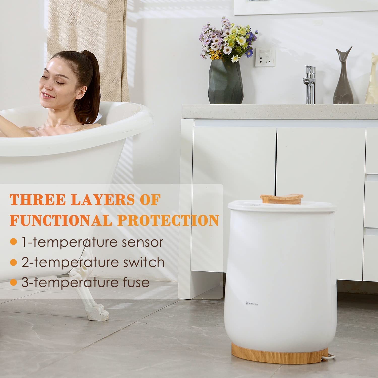 Premium Keenray Bucket Style Towel Warmer - Luxury Large Bathroom Towel Warmer with Auto Shut Off, Holds 2 Oversized 40
