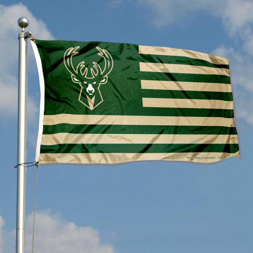 WinCraft Milwaukee Bucks Americana Stripes 3x5 Flag - Official NBA Team Banner for Game Day Decor, Tailgating & Fan Showcase