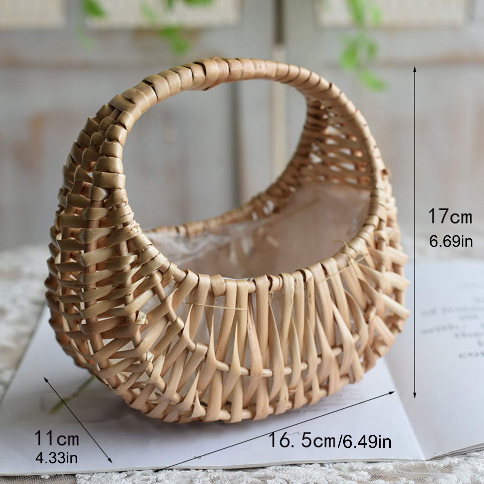 Firlar 2-Pack Handwoven Wicker Flower Arrangement Baskets - 6.7 Inch Tall Portable Flower Pot Holder - Handmade Decorative Storage Basket for Home, Wedding, Garden & Party Decor