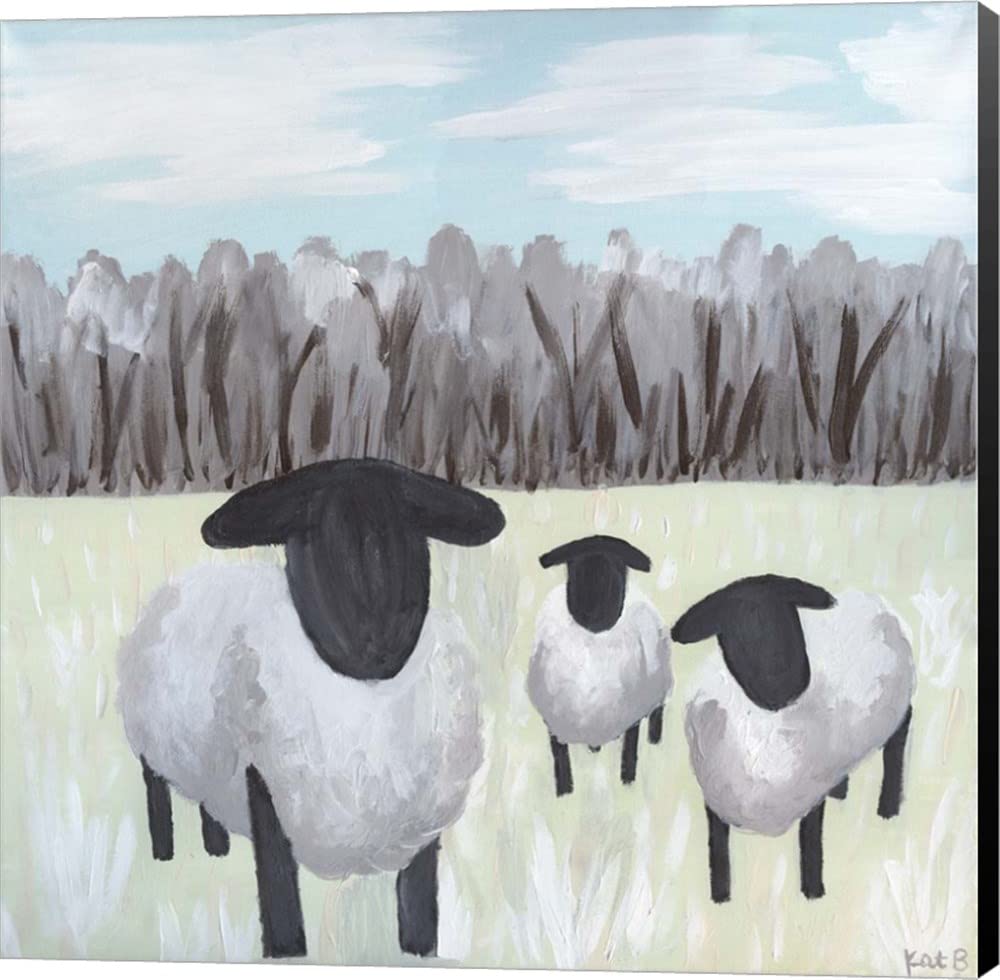 Paint Splotch Sheep Canvas Art by Kathleen Bryan - 12x12 Inch Modern Abstract Wall Decor, Museum Wrapped with Black Edges - Perfect for Living Room, Bedroom & Office Decor