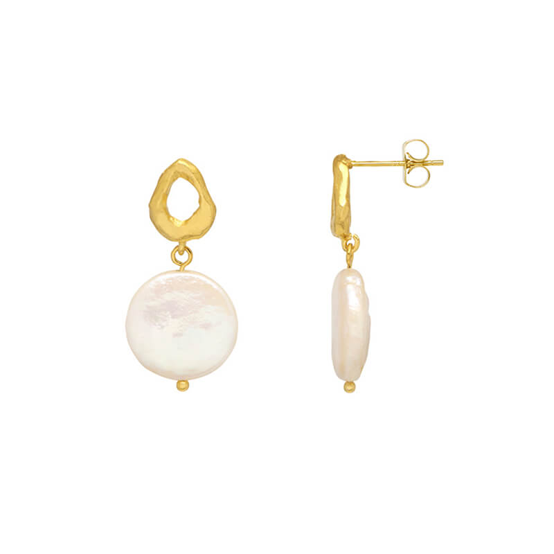 Organic Pearl Drop Earrings for Women - Natural Freshwater Pearls Dangle Earrings - Elegant Jewelry Gift for Wedding, Party & Special Occasions