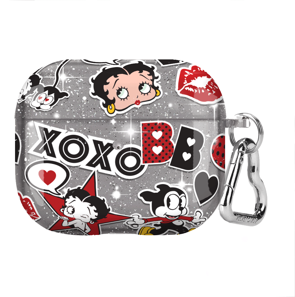Betty Boop Glitter AirPods Case with Charm - Stylish & Protective Cover for AirPods 1/2/3 Pro - Perfect for Women, Girls, Fashion Accessories & Gifts
