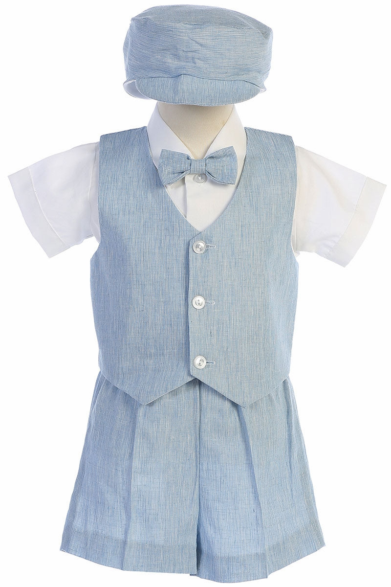 Light Blue Cotton Linen Vest and Shorts Set for Toddlers - Comfortable Summer Outfit for Boys & Girls - Perfect for Playdates, Beach Trips, and Outdoor Adventures