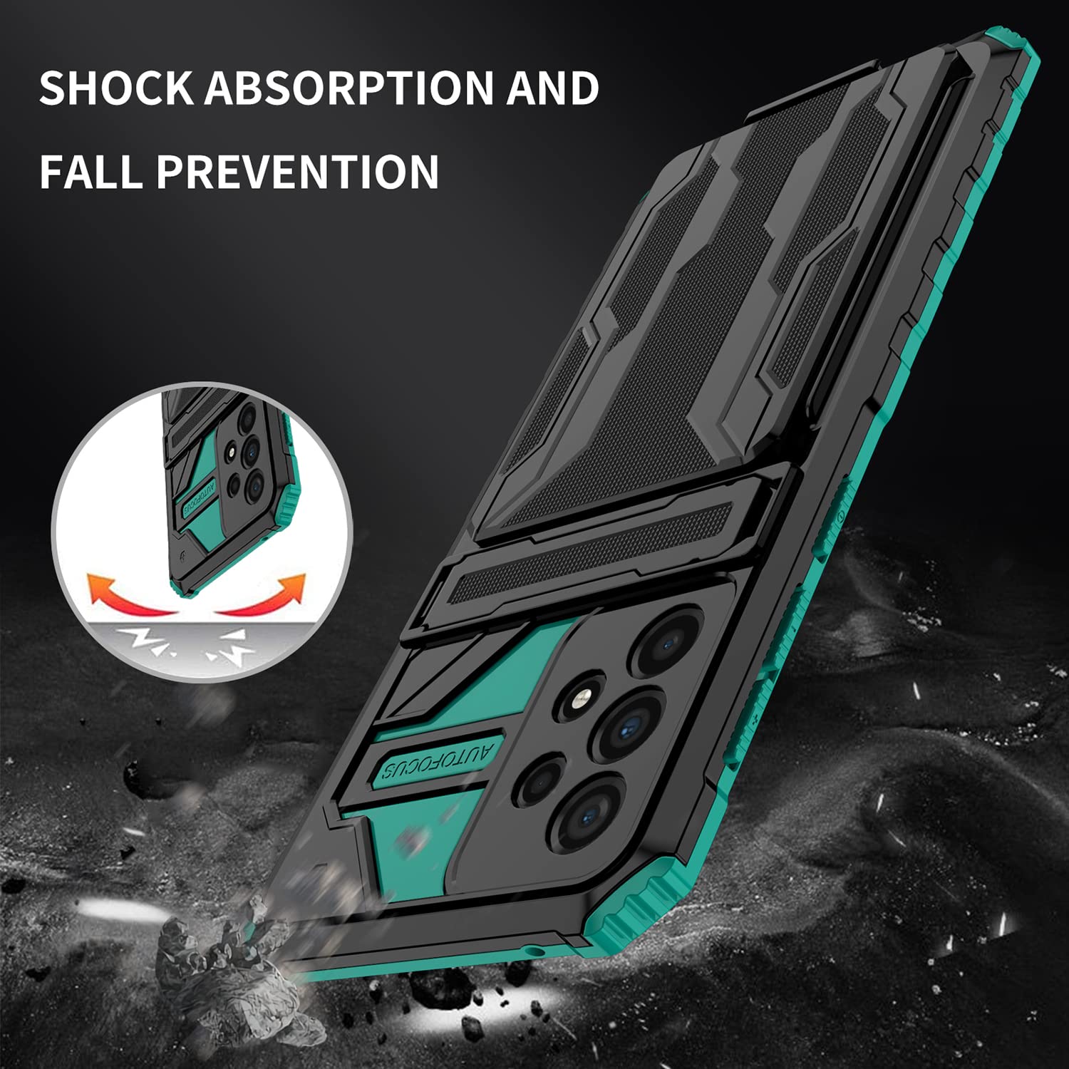 Samsung Galaxy A53 5G Wallet Case with Card Holder & Kickstand - Slim Rugged Shockproof Protective Phone Cover (Military Grade, Green) | Perfect for Work, Travel & Everyday Use
