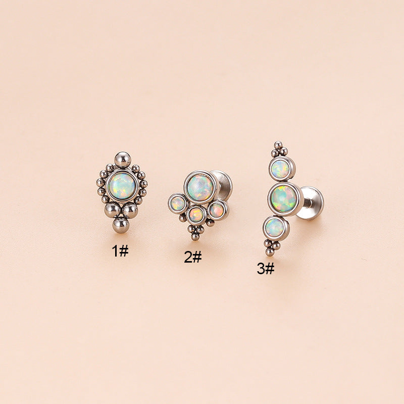 16G White Opalite Bezel Set Labret Stud Earring - Hypoallergenic Body Jewelry for Cartilage, Lip, Nose Piercing | Perfect for Everyday Wear & Special Occasions