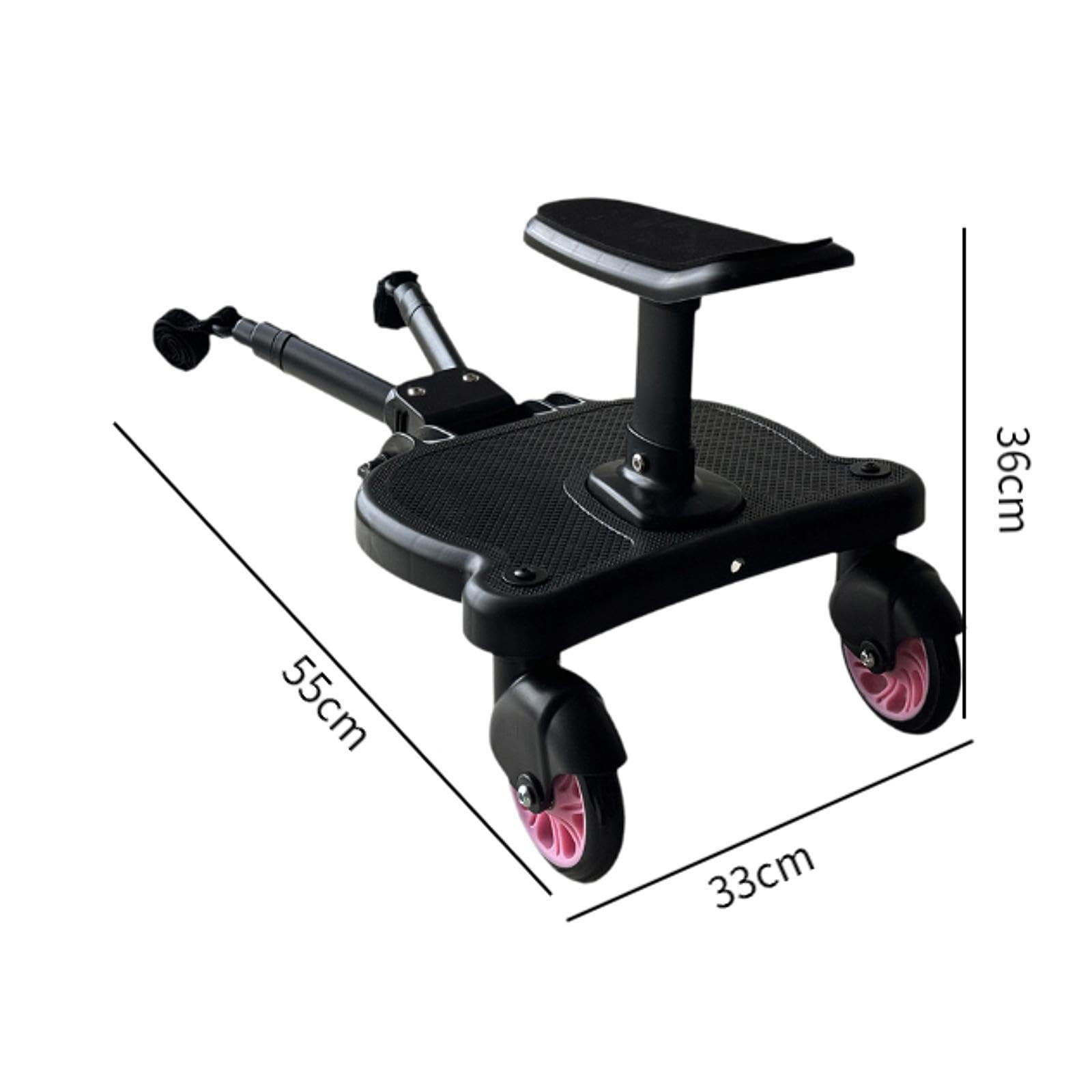 Qialexicon Universal Stroller Board Attachment with Pink Wheels - Ride-On Jogger Board for Toddlers, Kids & Parents - Perfect for Running Errands, Shopping & Outdoor Adventures