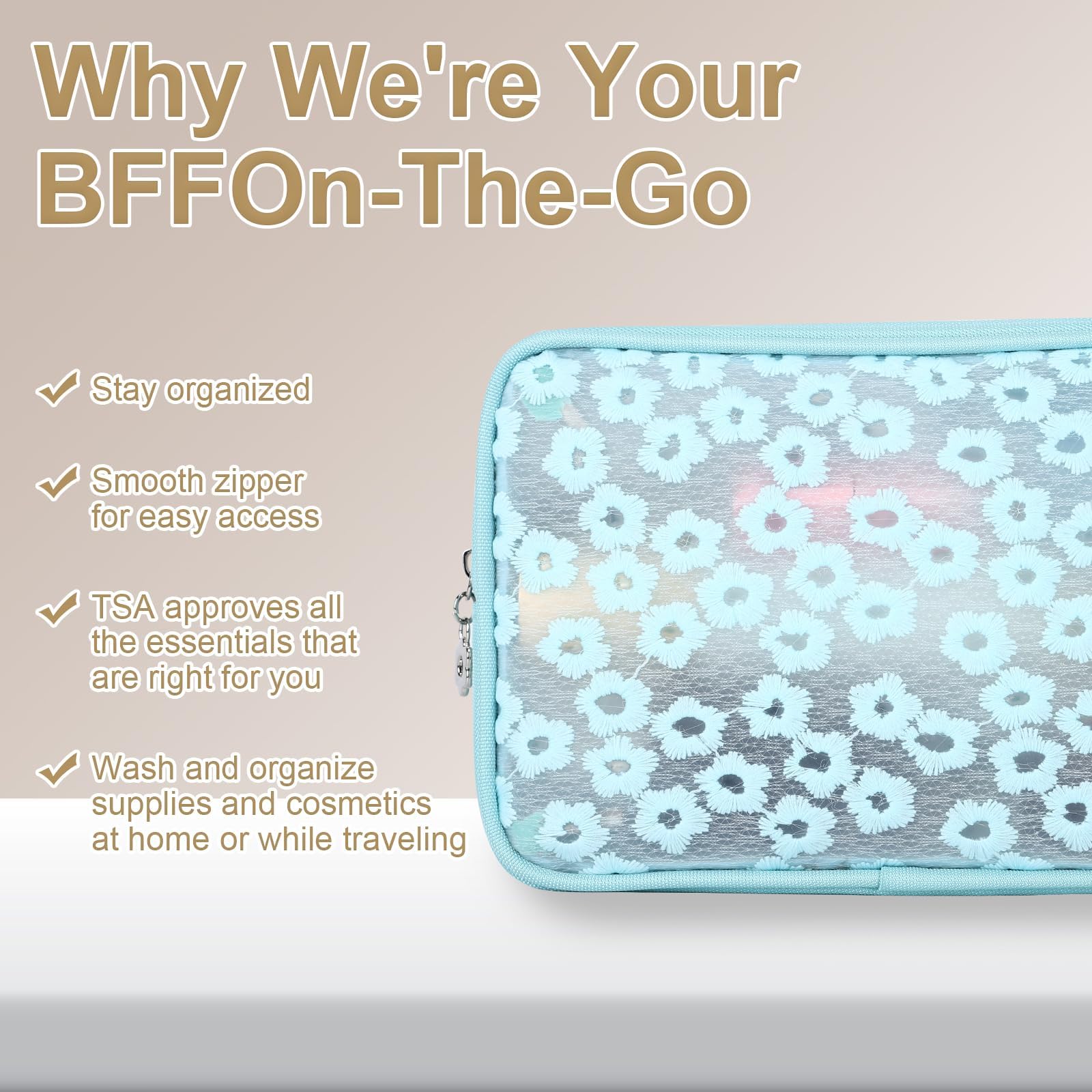 TSA Approved Travel Toiletry Bag for Women - Waterproof Makeup Organizer with Zipper, Portable Cosmetic Pouch for Toiletries, Brushes & Essentials (Green) - Perfect for Air Travel, Gym & Weekend Getaways