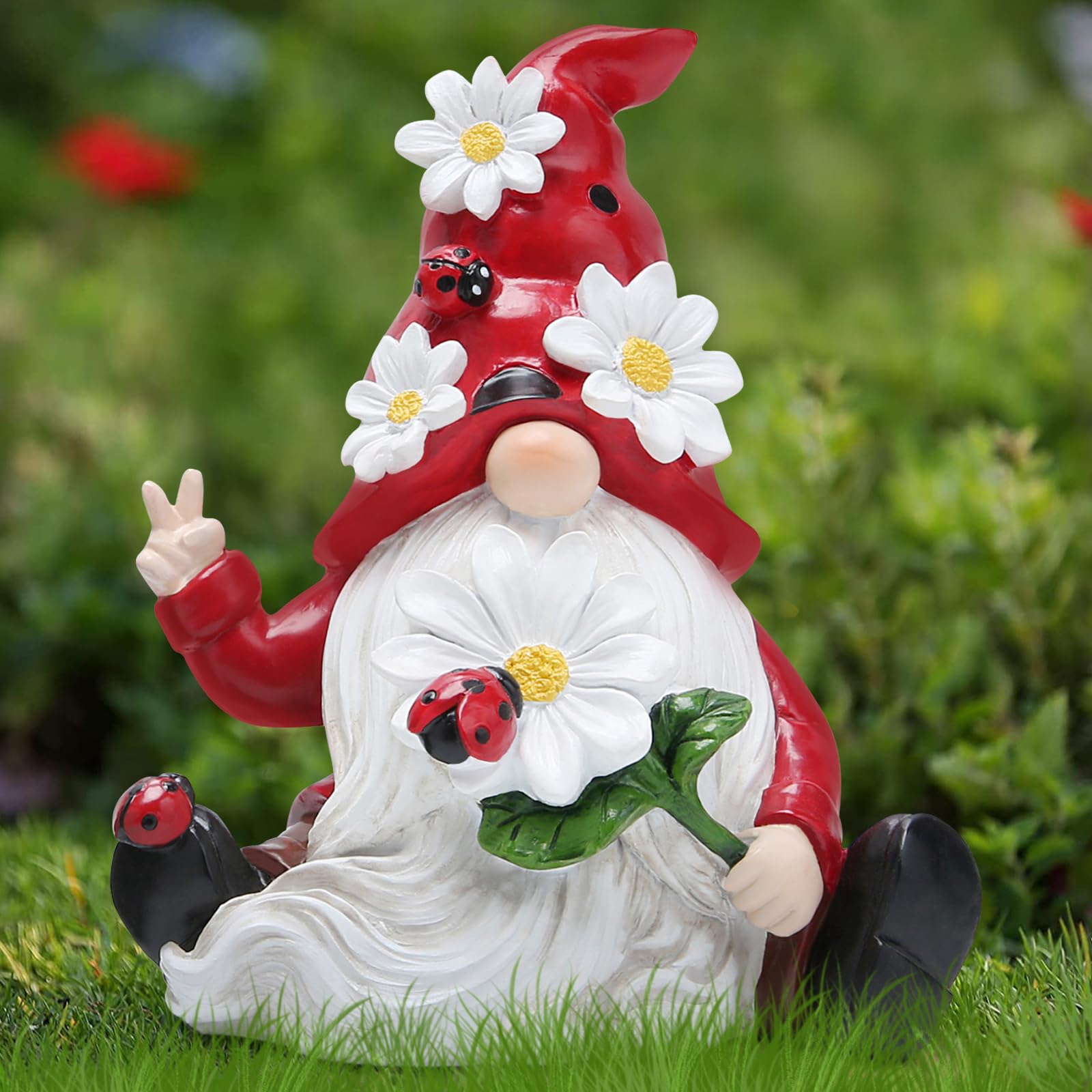 Ladybug Gnomes Decor - Spring Summer Outdoor Garden Ornaments, Cute Ladybug Figurines for Birthday Gifts (Mom, Women, Grandma) | Perfect for Garden Decor, Patio Display & Gift Giving