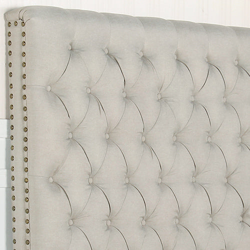 Queen Size Upholstered Sean Headboard with Nailhead Trim - Elegant Bedroom Decor for Modern & Traditional Homes