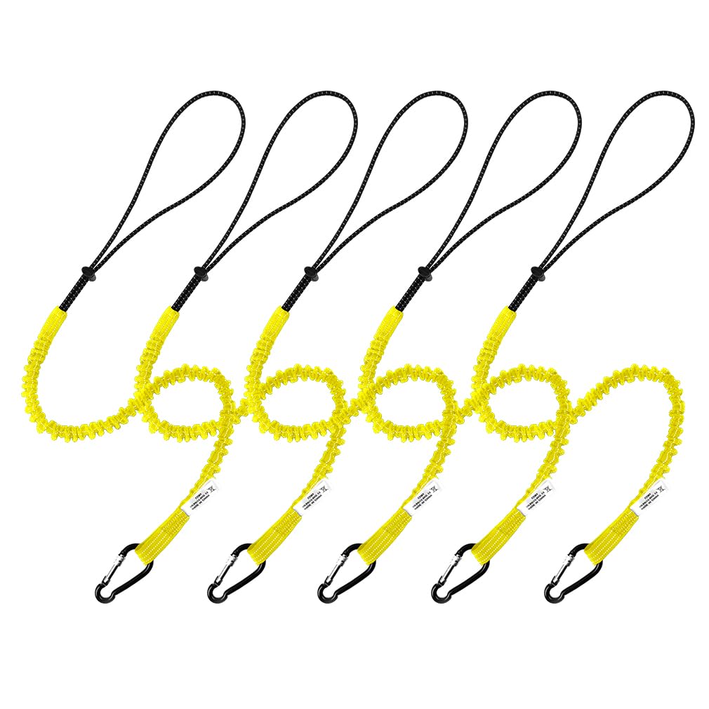5 Pack Retractable Tool Lanyard with Carabiner - 30lb Weight Limit for Hand Tools (Workshop/Safety Use)