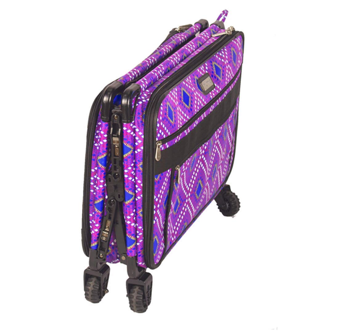 Tutto Rolling Luggage 22-Inch Carry On Suitcase with Wheels - Blush Pink Diamond Design for Women Travel, Perfect for Airplane & Business Trips