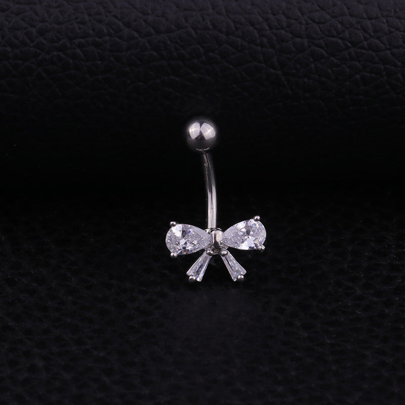 Surgical Steel Bowknot Belly Button Ring - HSBR18609 | Hypoallergenic Navel Piercing Jewelry for Women, Perfect for Everyday Wear & Special Occasions